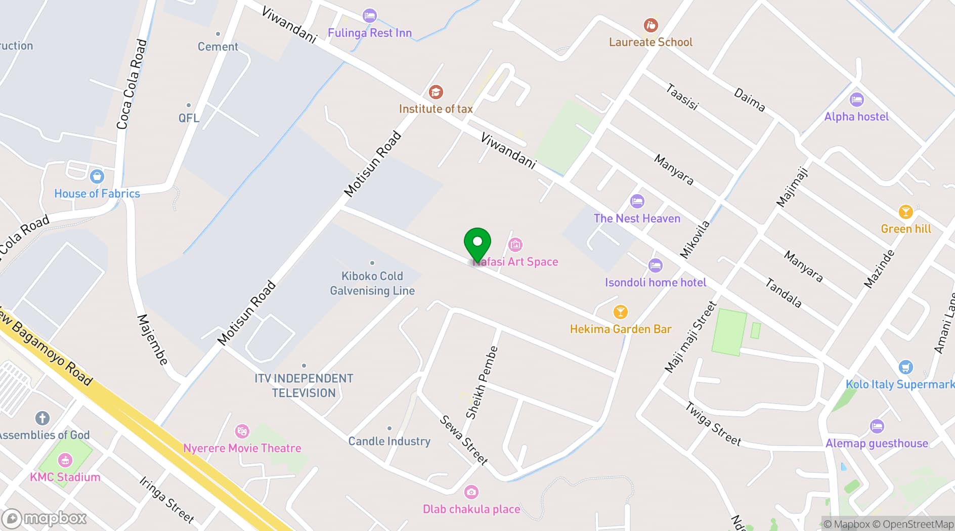 Map showing Nafasi Art Space