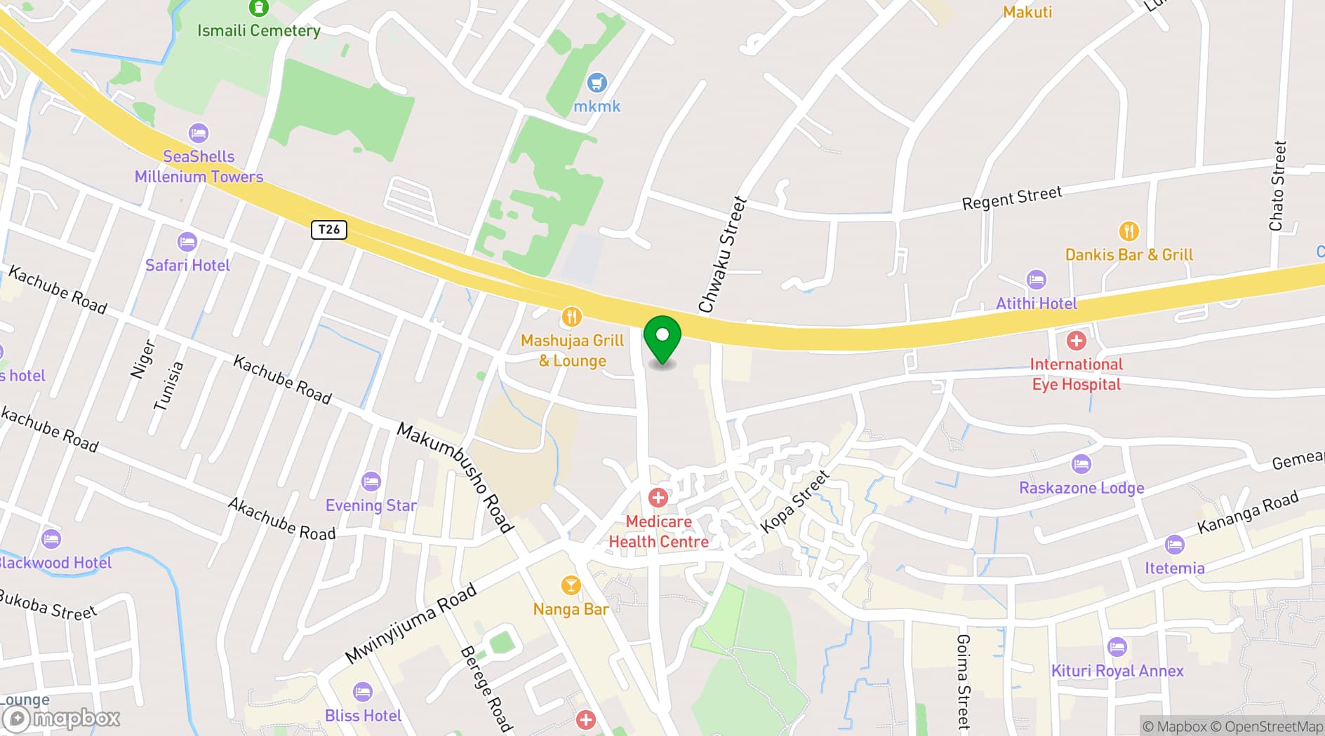 Map showing Lark Hotel Dar es Salaam