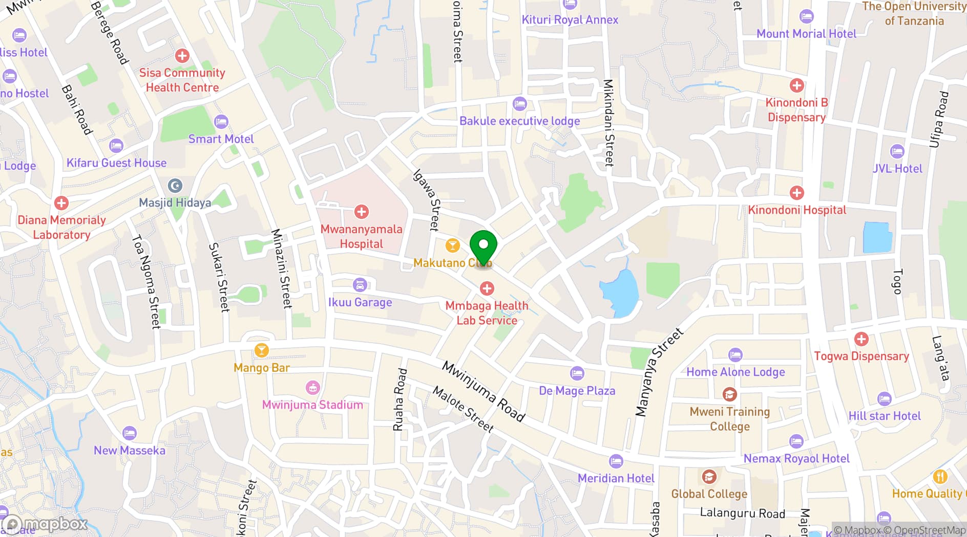 Map showing Afrikando Restaurant