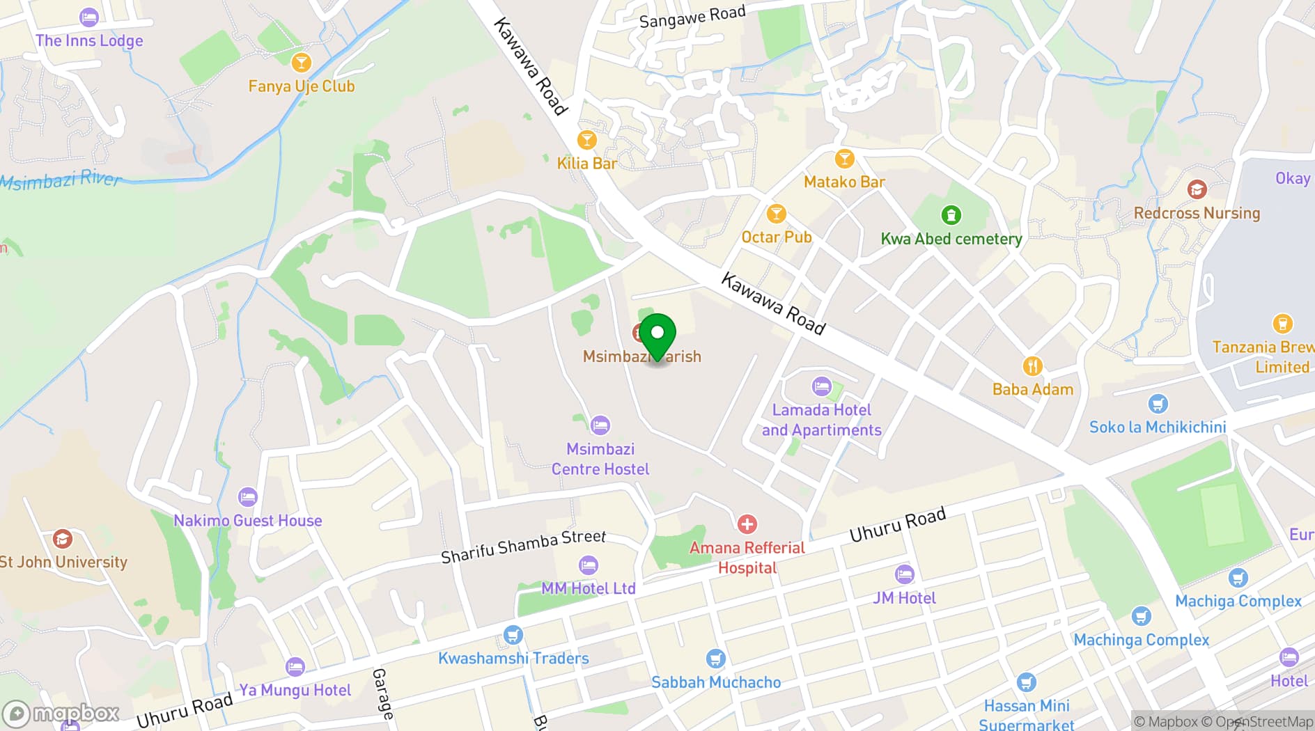 Map showing Msimbazi Centre