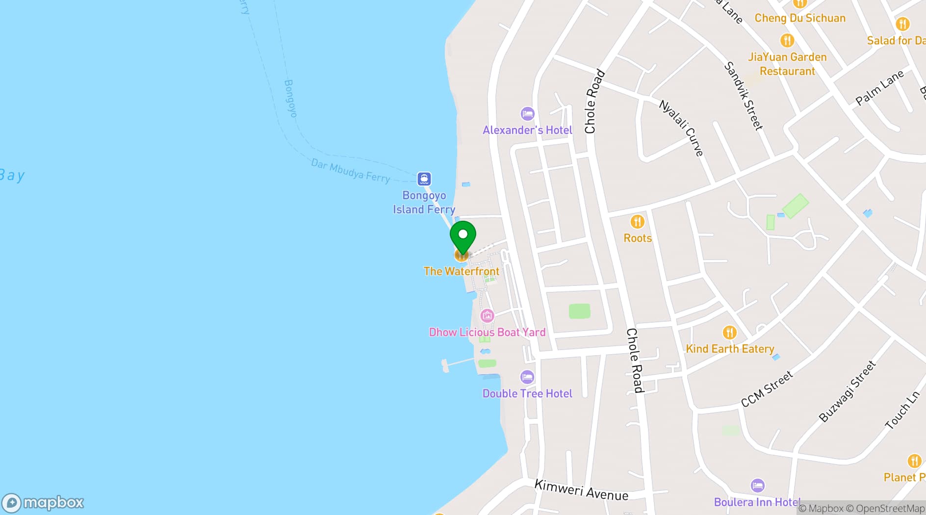 Map showing The Waterfront