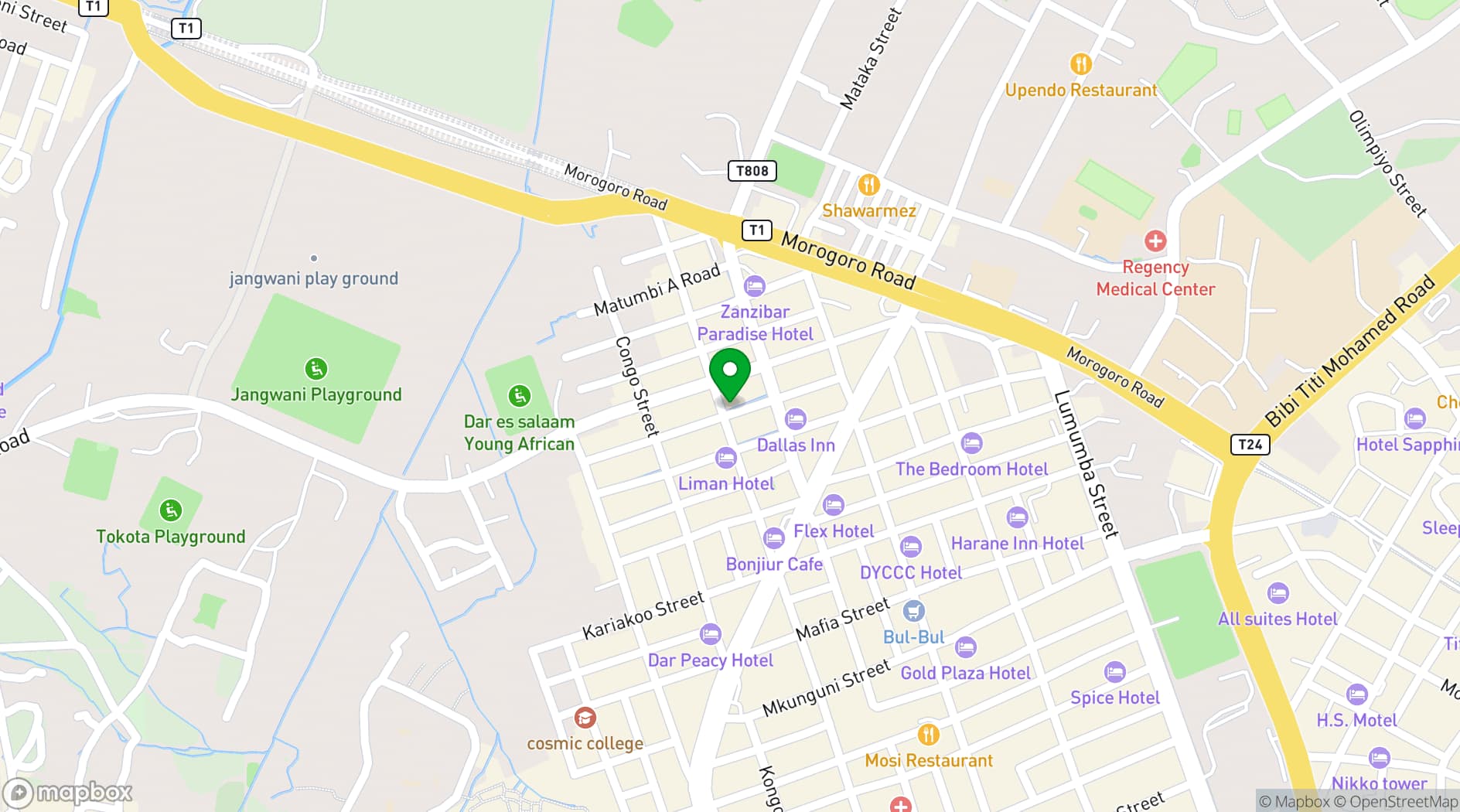 Map showing Zimbo Golden Hotel, Dar Es Salaam