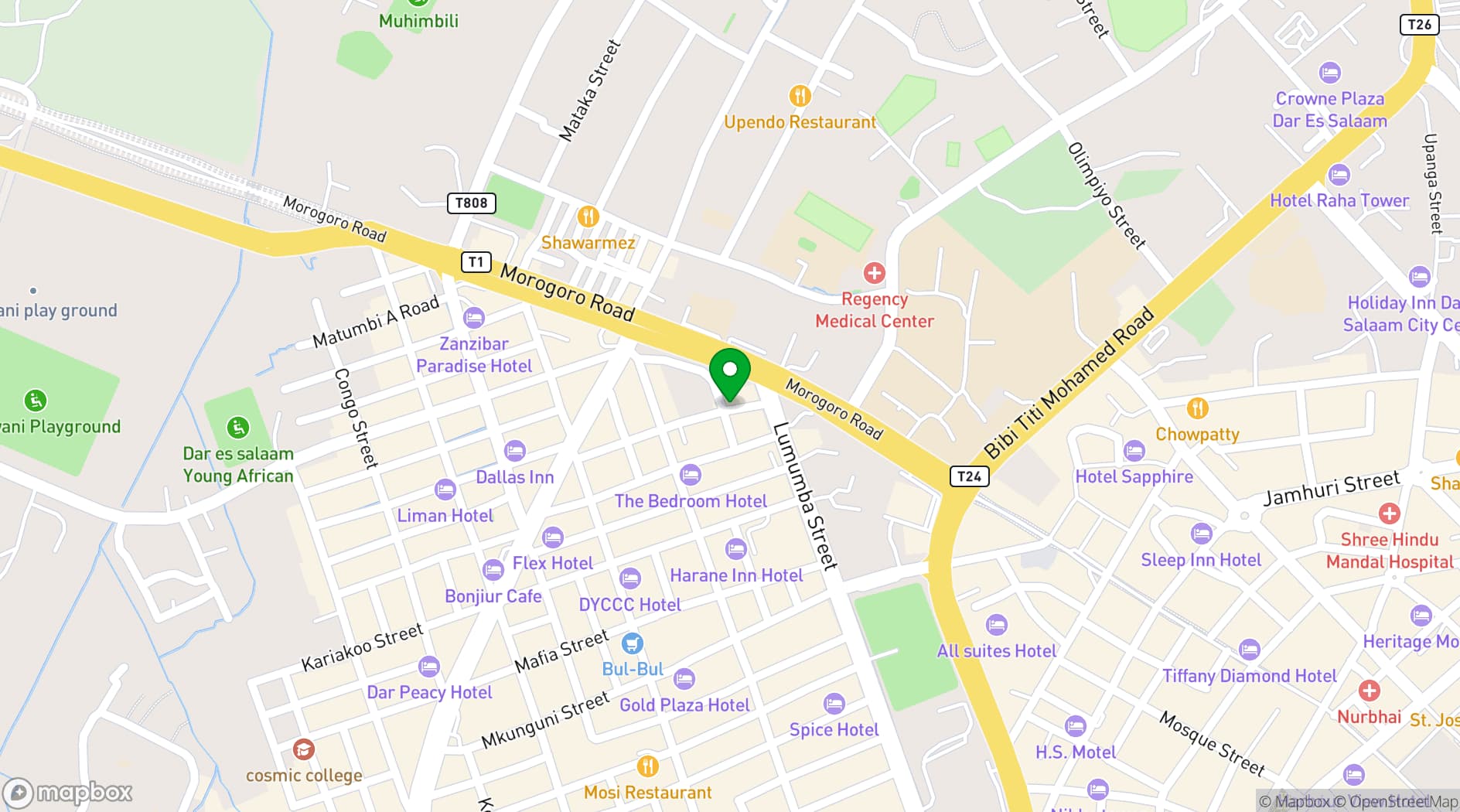 Map showing Hotel Ideal Dar es Salaam