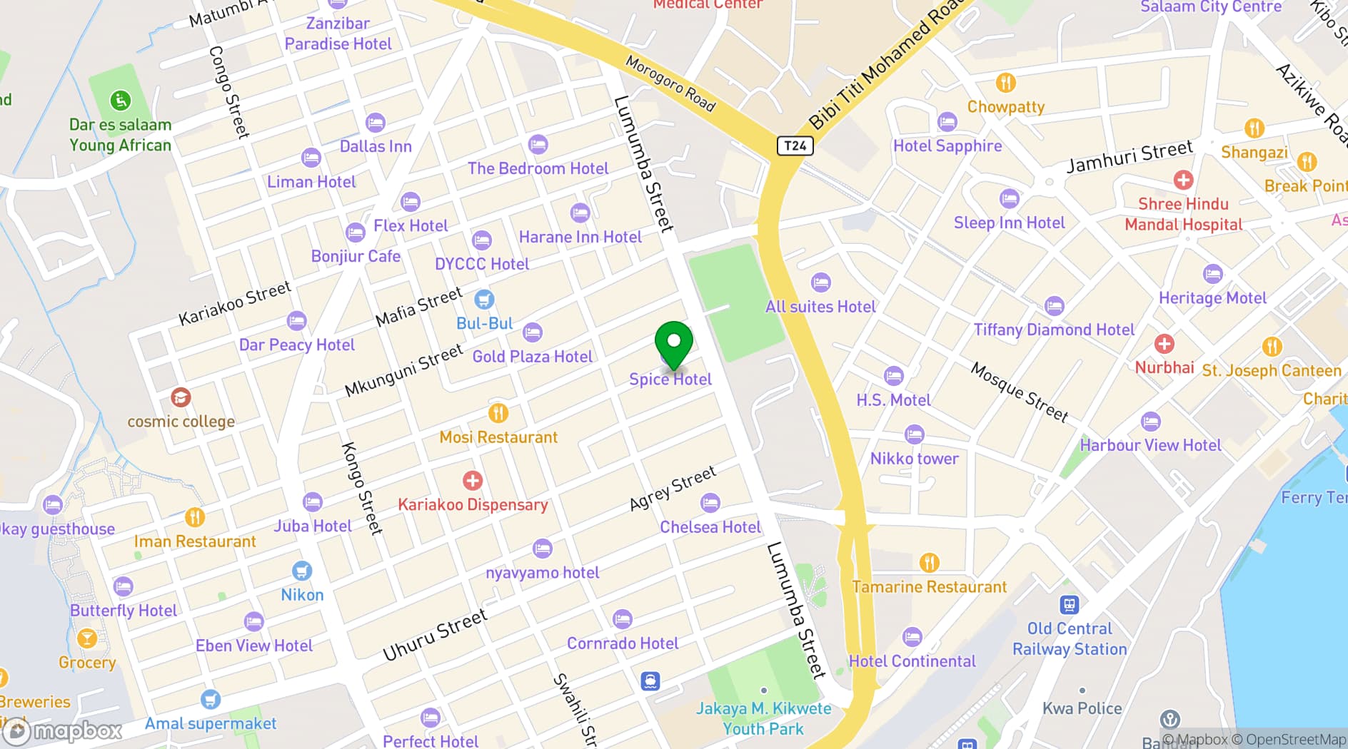 Map showing Spice Hotel