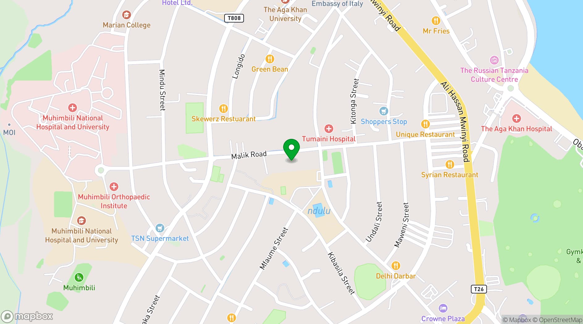 Map showing Aga Khan Diamond Jubilee Hall