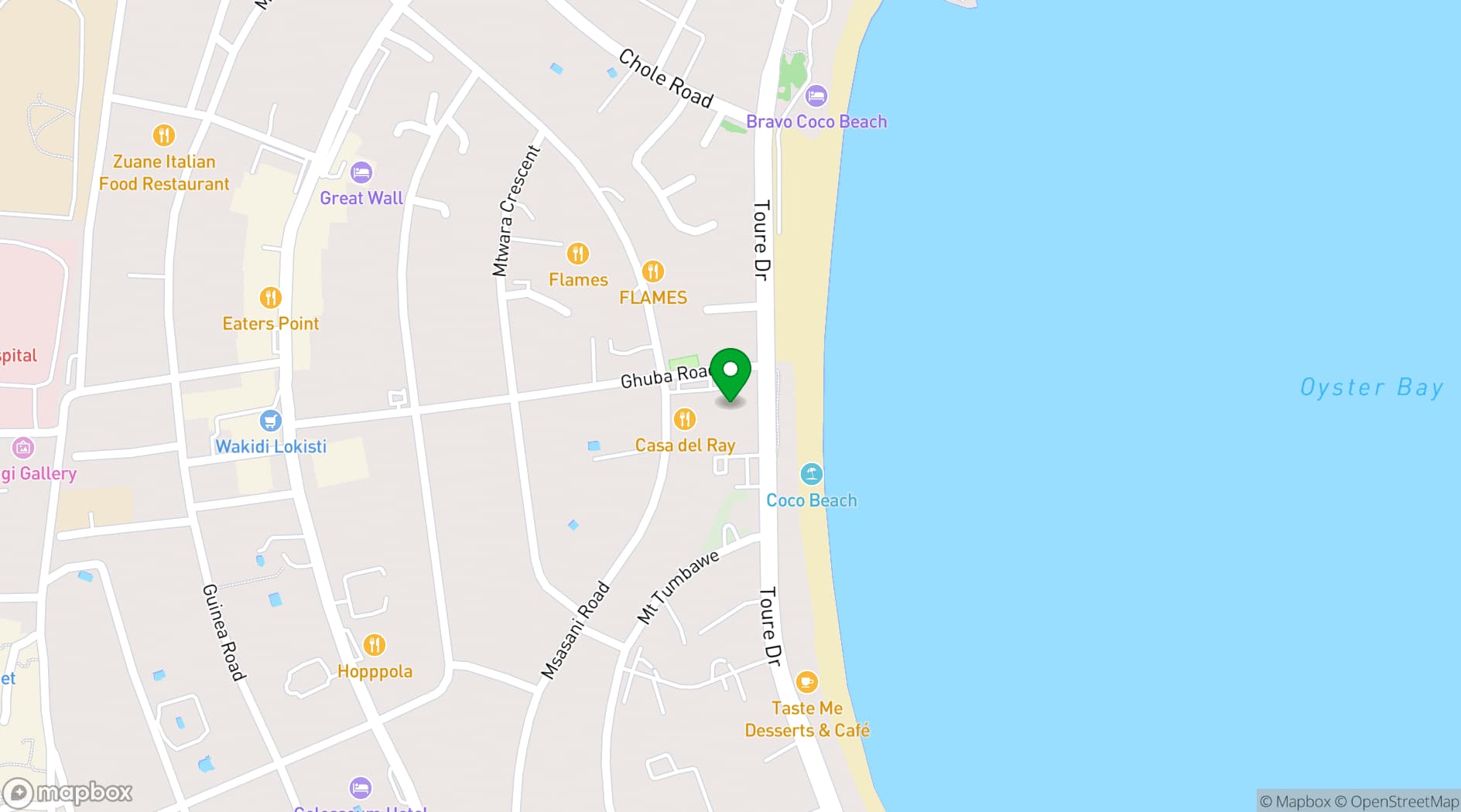 Map showing KOFISI Oysterbay