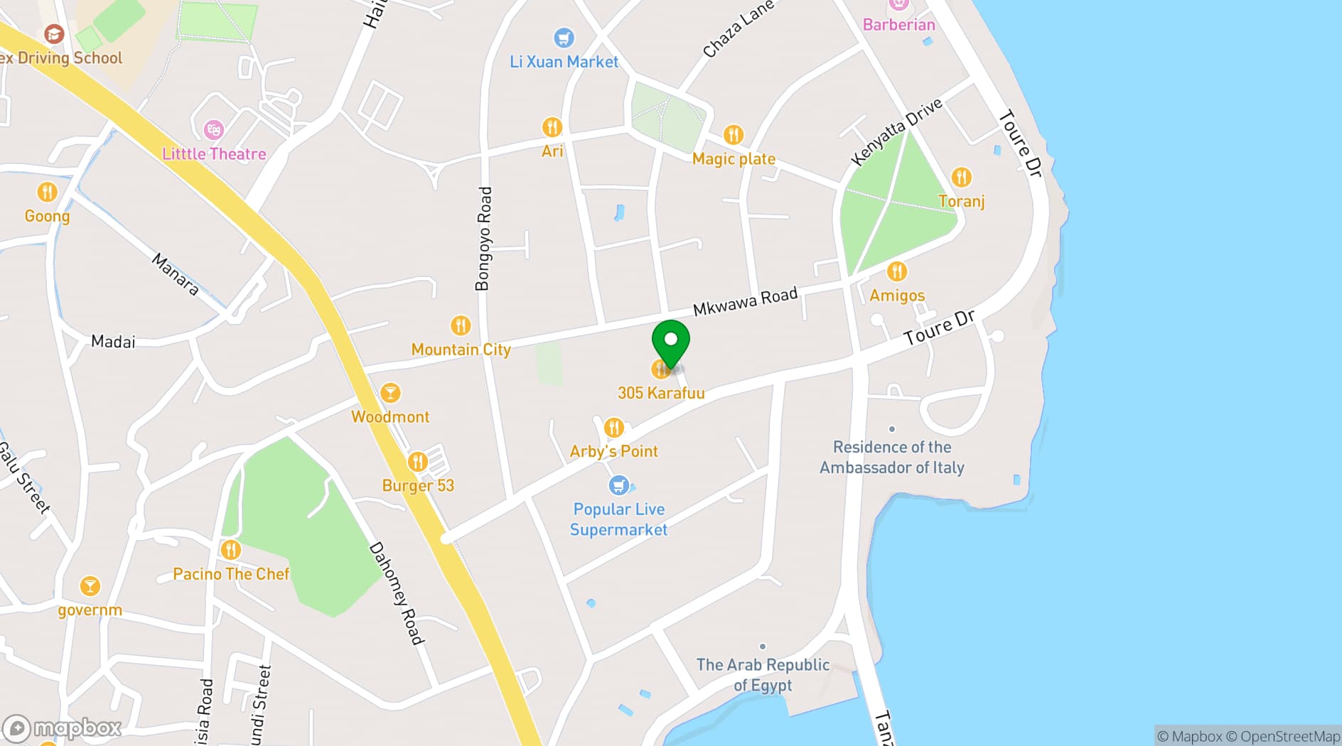 Map showing 305 Karafuu