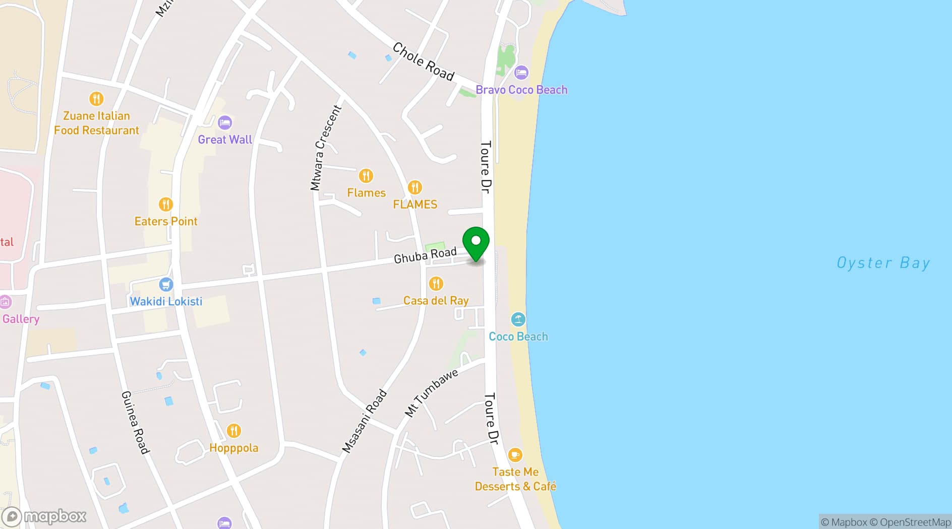 Map showing The Oyster Bay Hotel Suites