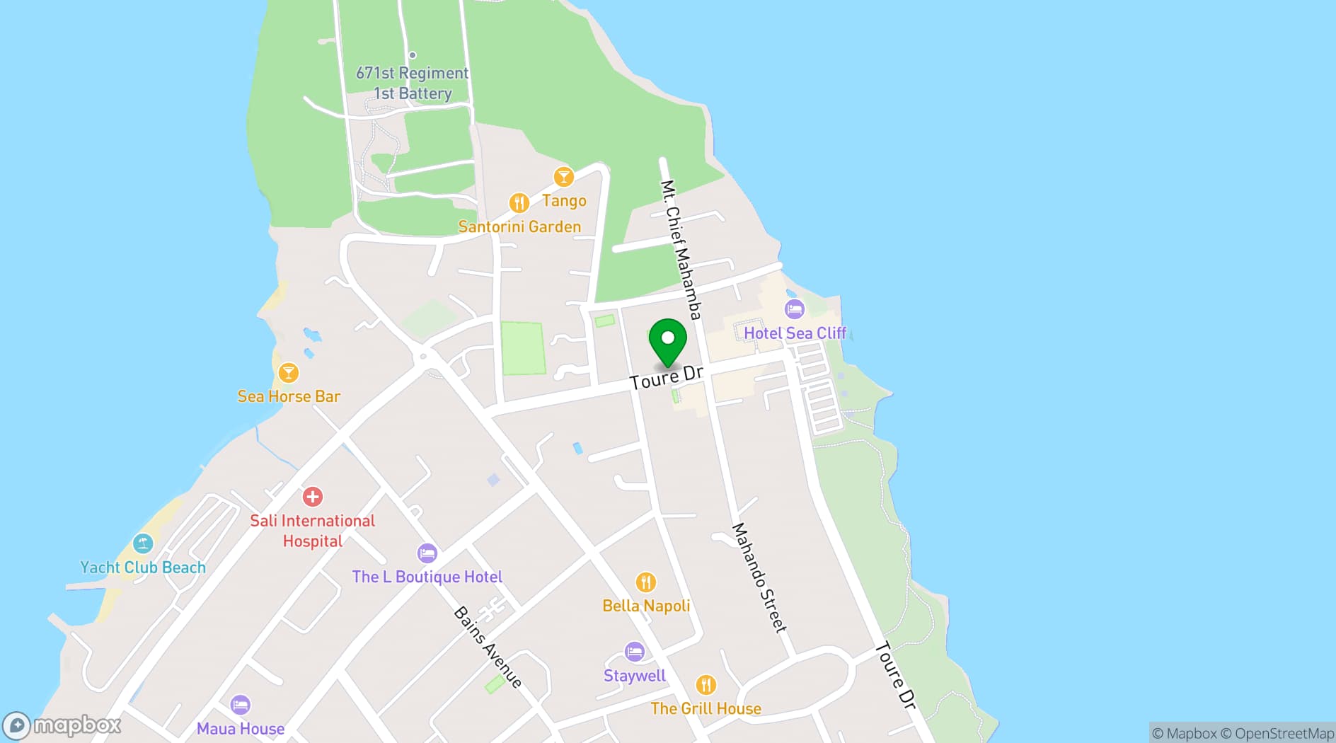 Map showing Sea Cliff Hotel