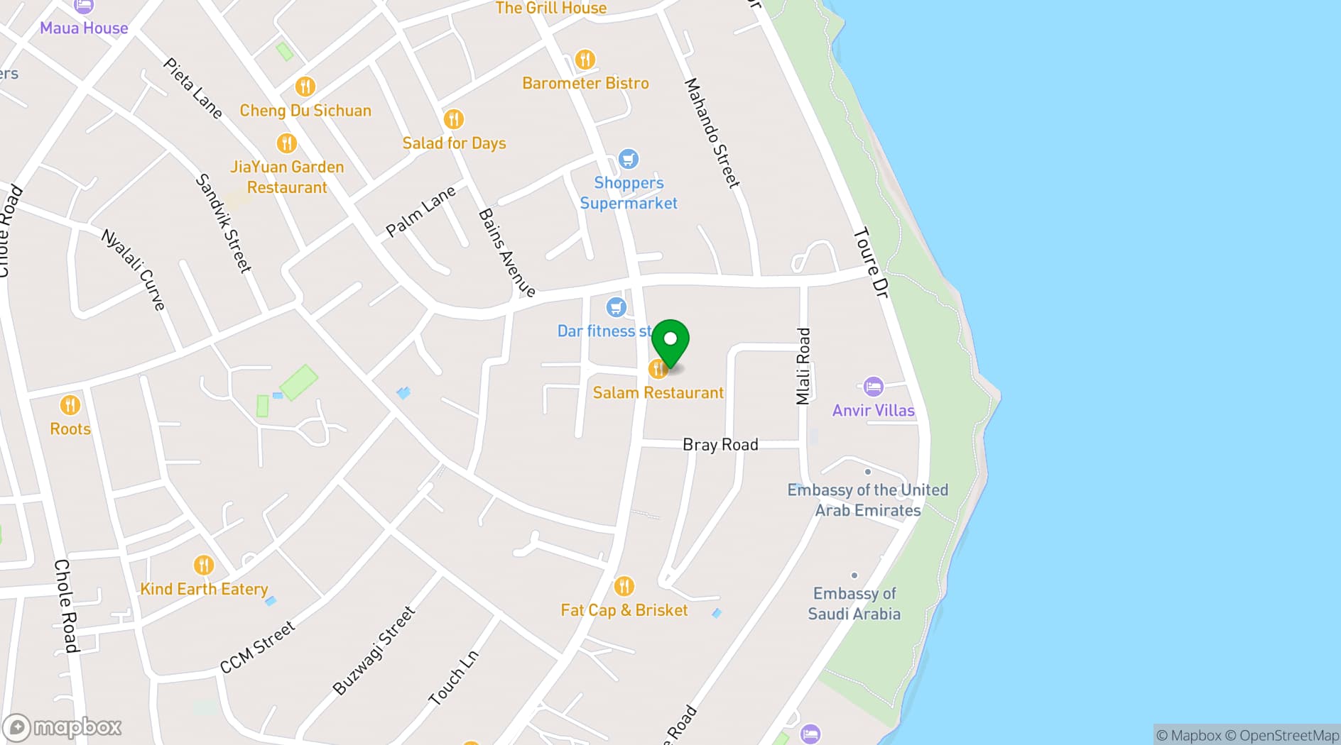 Map showing Salam Restaurant