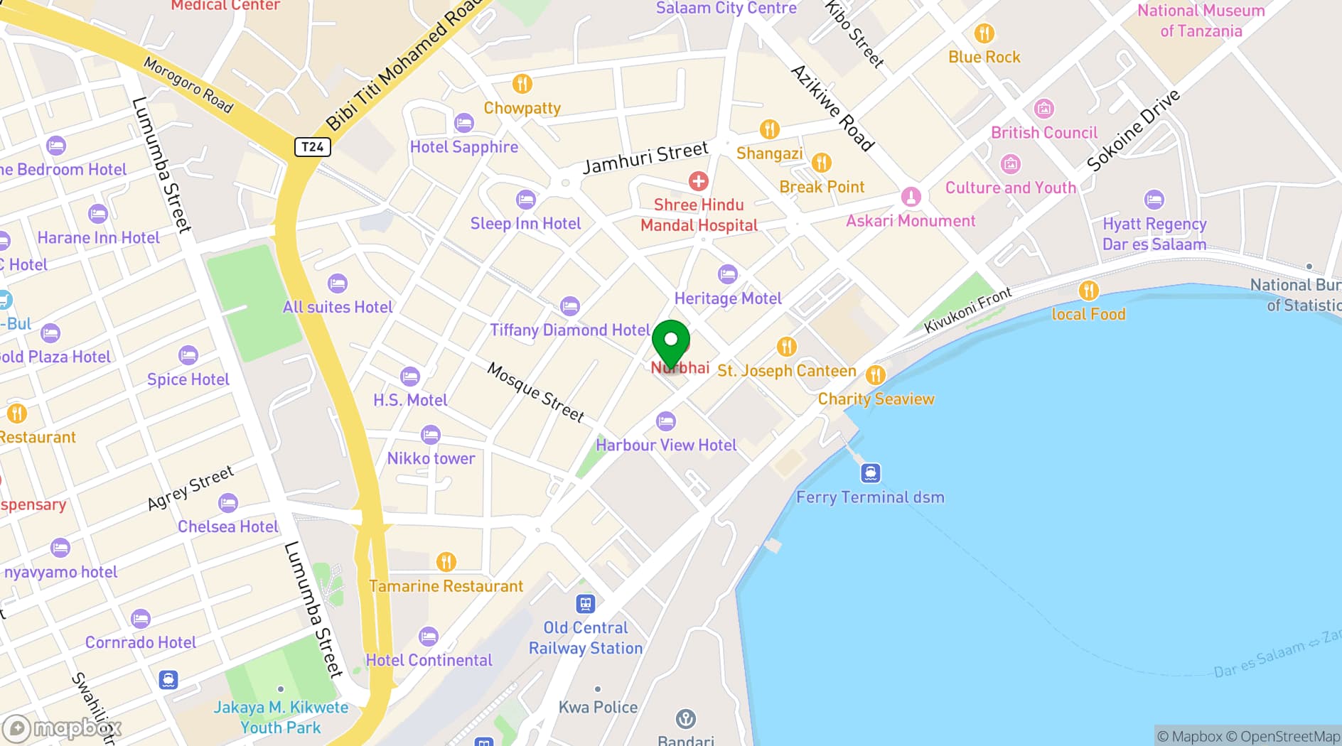 Map showing Rainbow Hotel