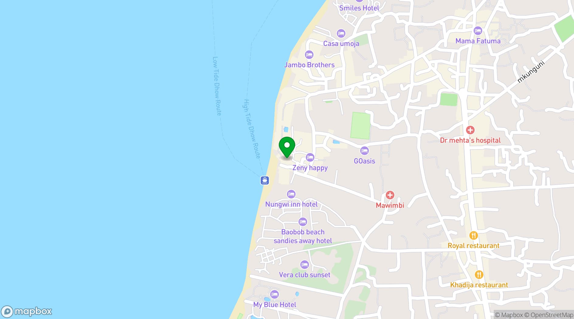 Map showing Cinnamon & Rooftops