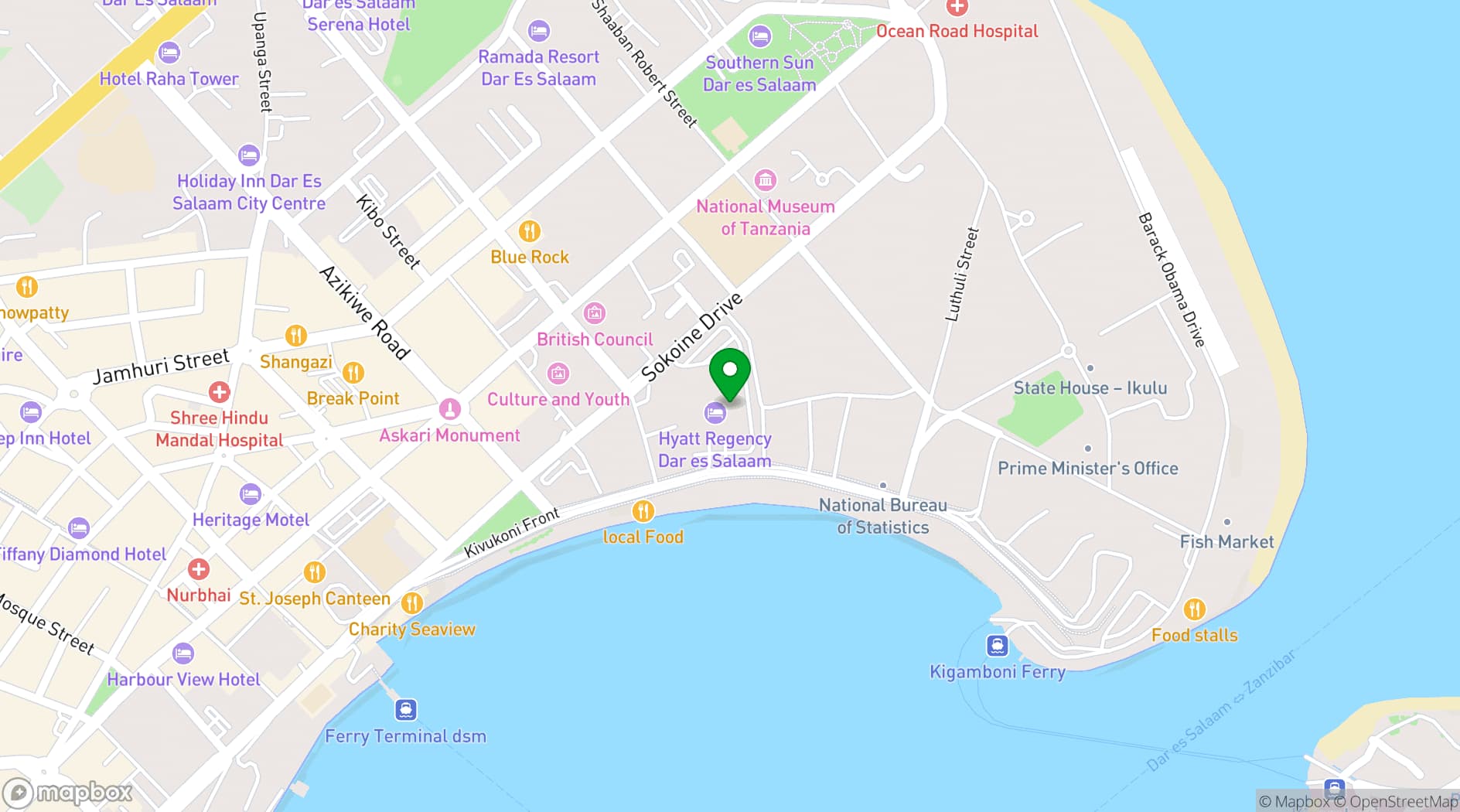 Map showing The Palm Restaurant
