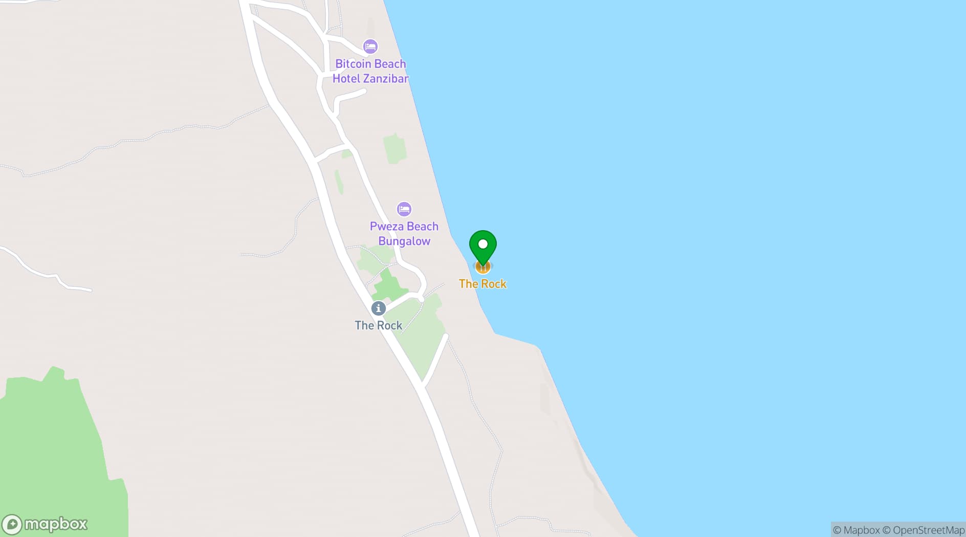 Map showing The Rock Restaurant