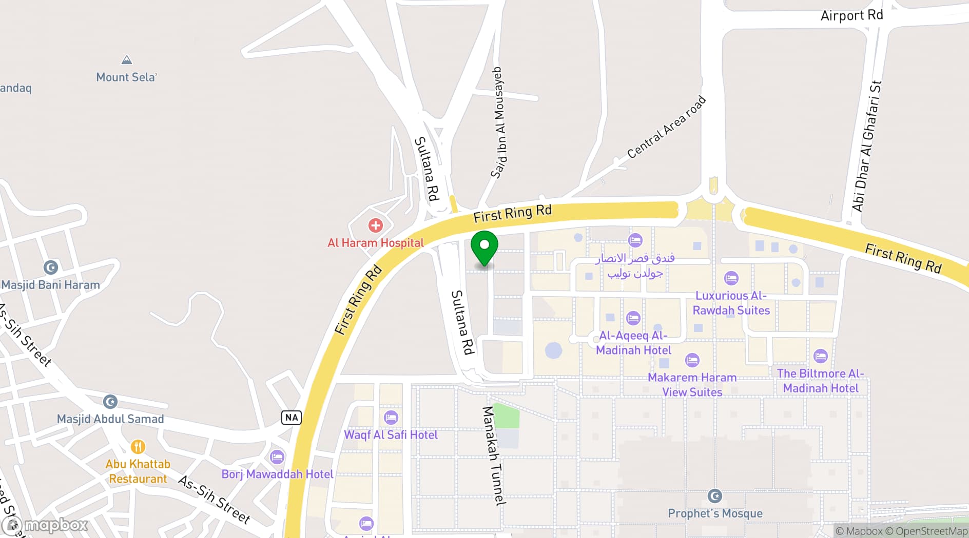 Map showing Al Mukhtara International Hotel Medina