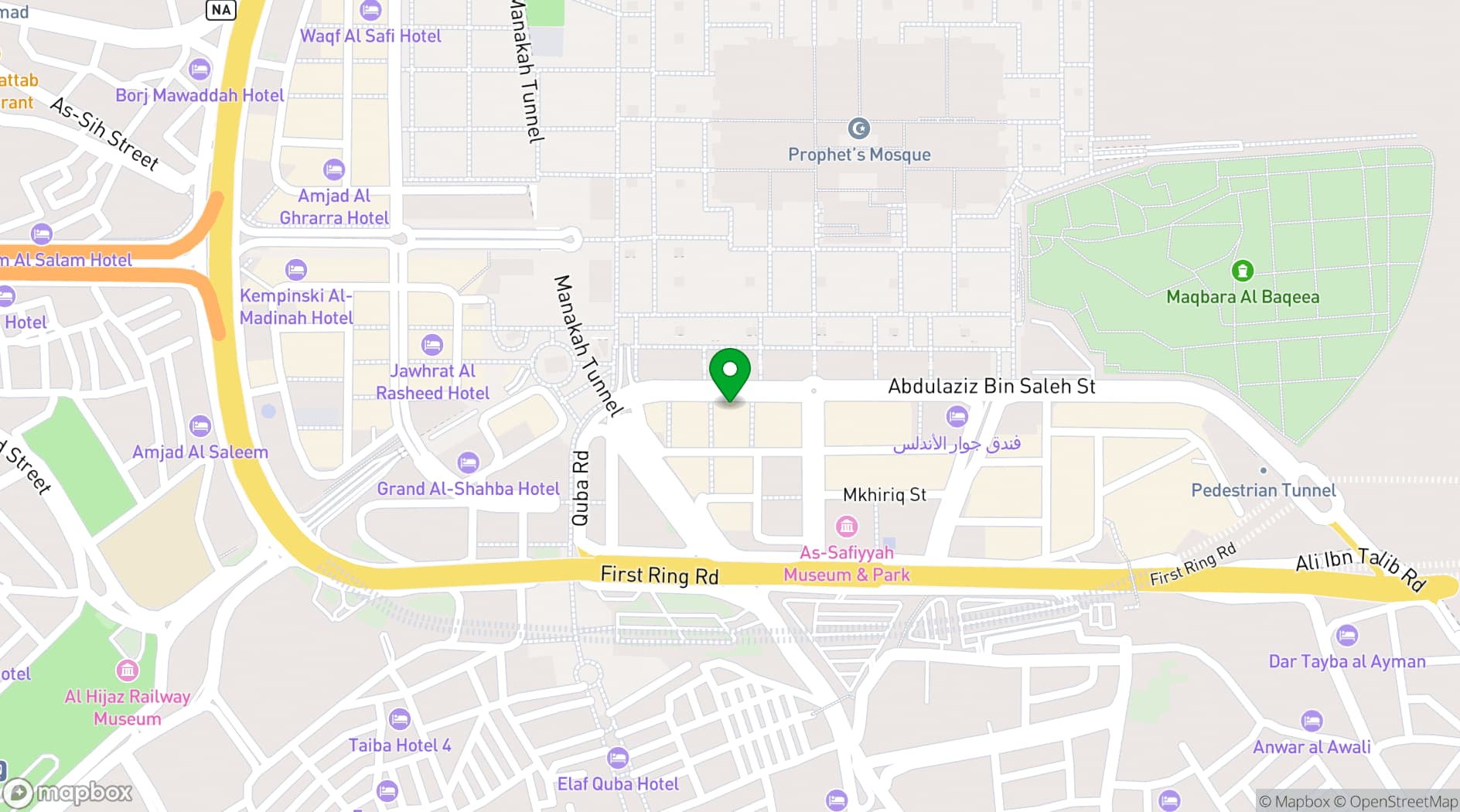 Map showing Rehab Al Nour Hotel Medina