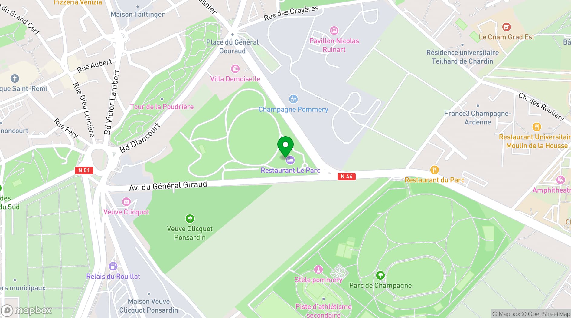 Map showing Les Crayeres