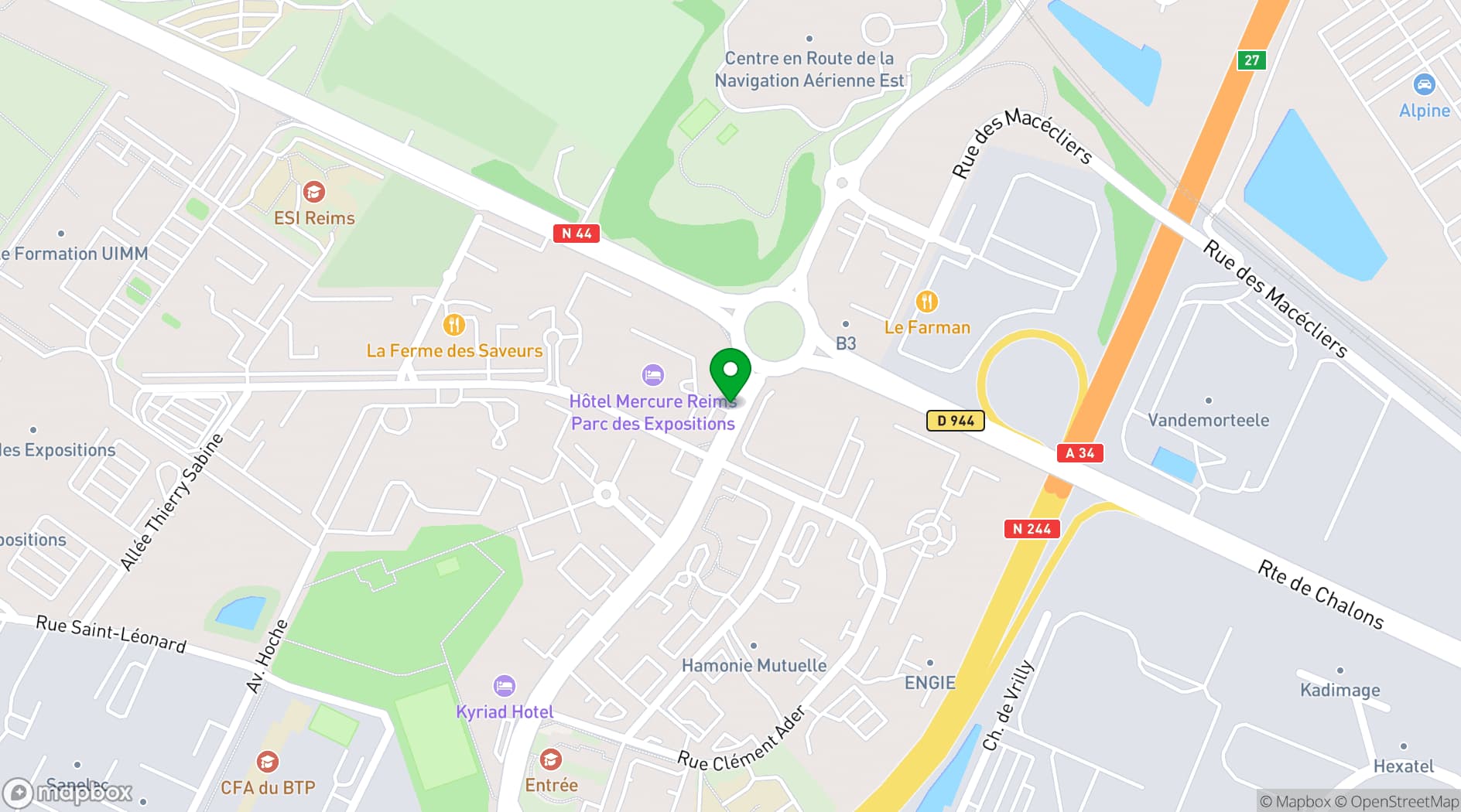 Map showing Mercure Reims Parc des Expositions Hotel
