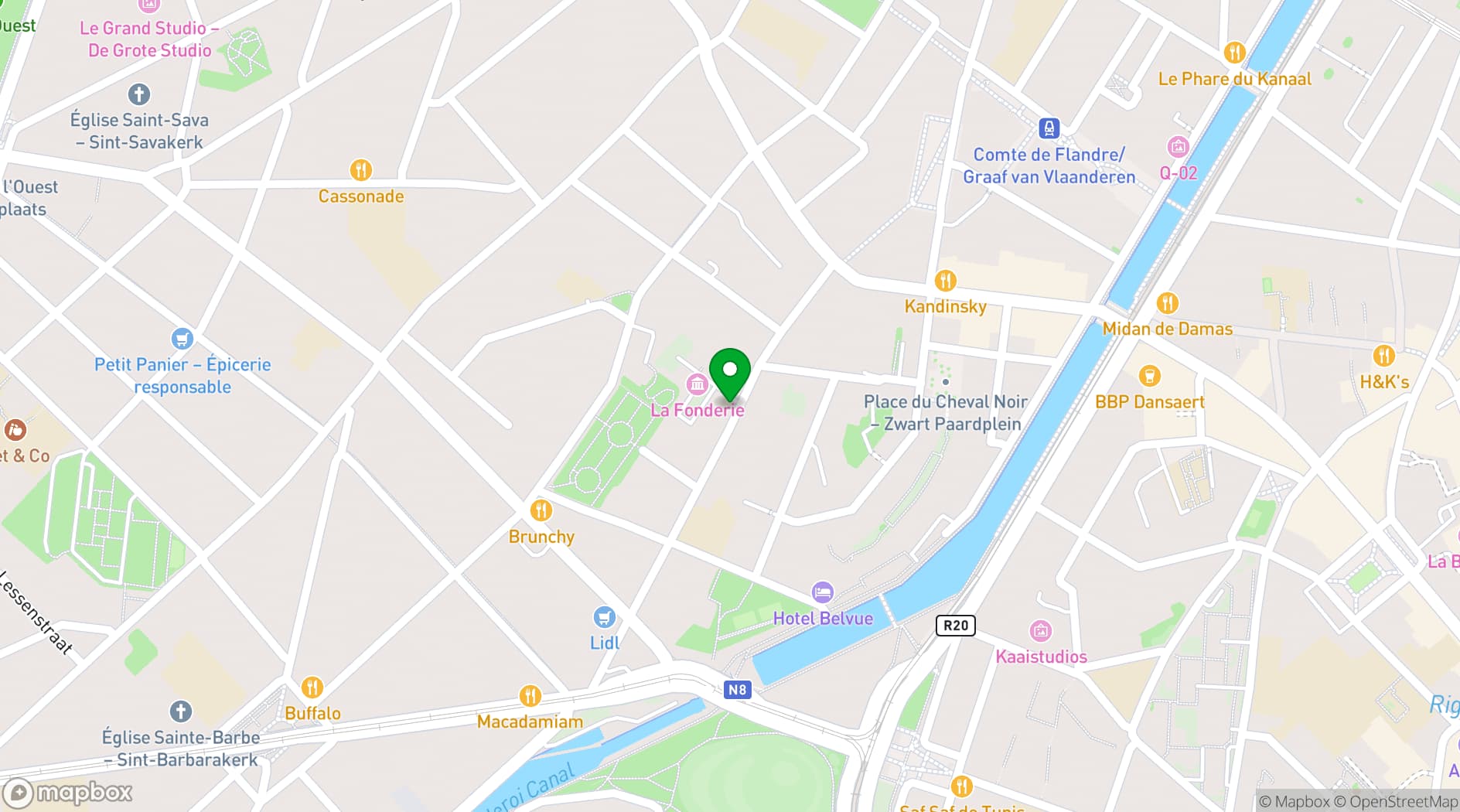 Map showing La Fonderie