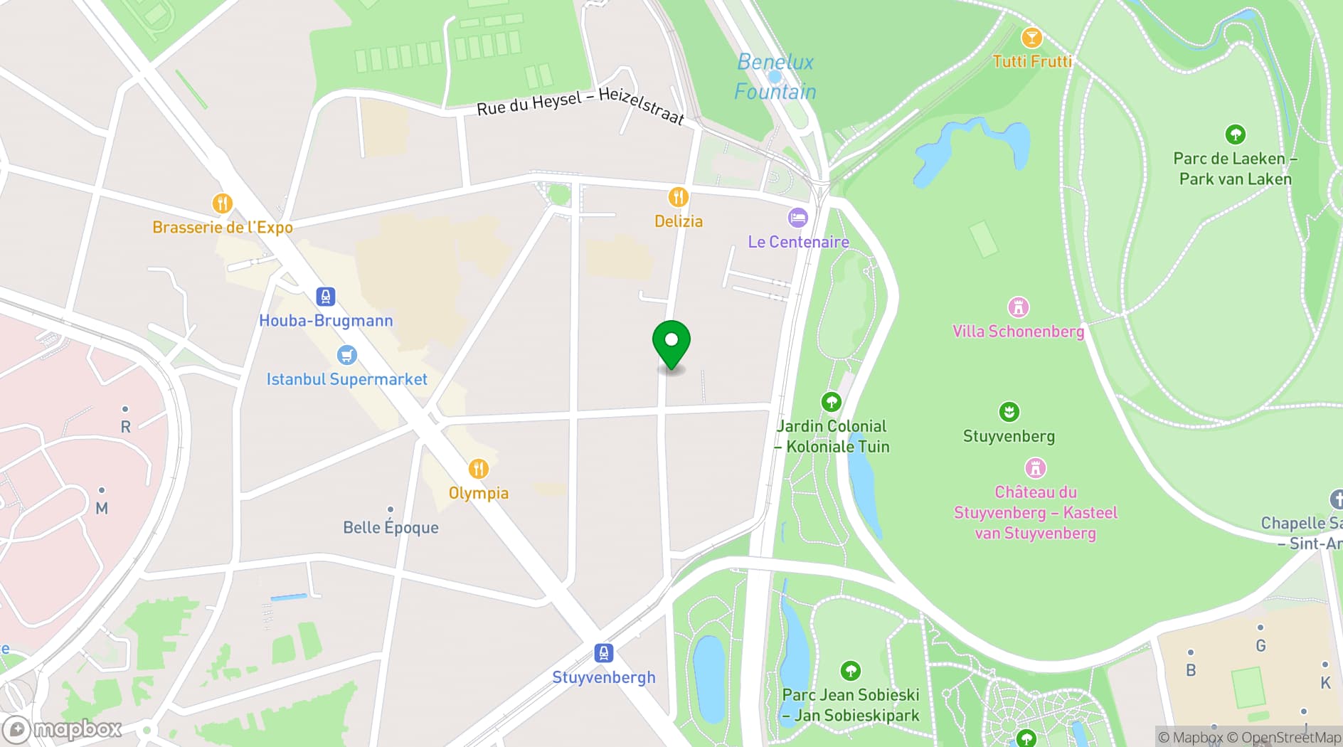 Map showing Brussels Expo