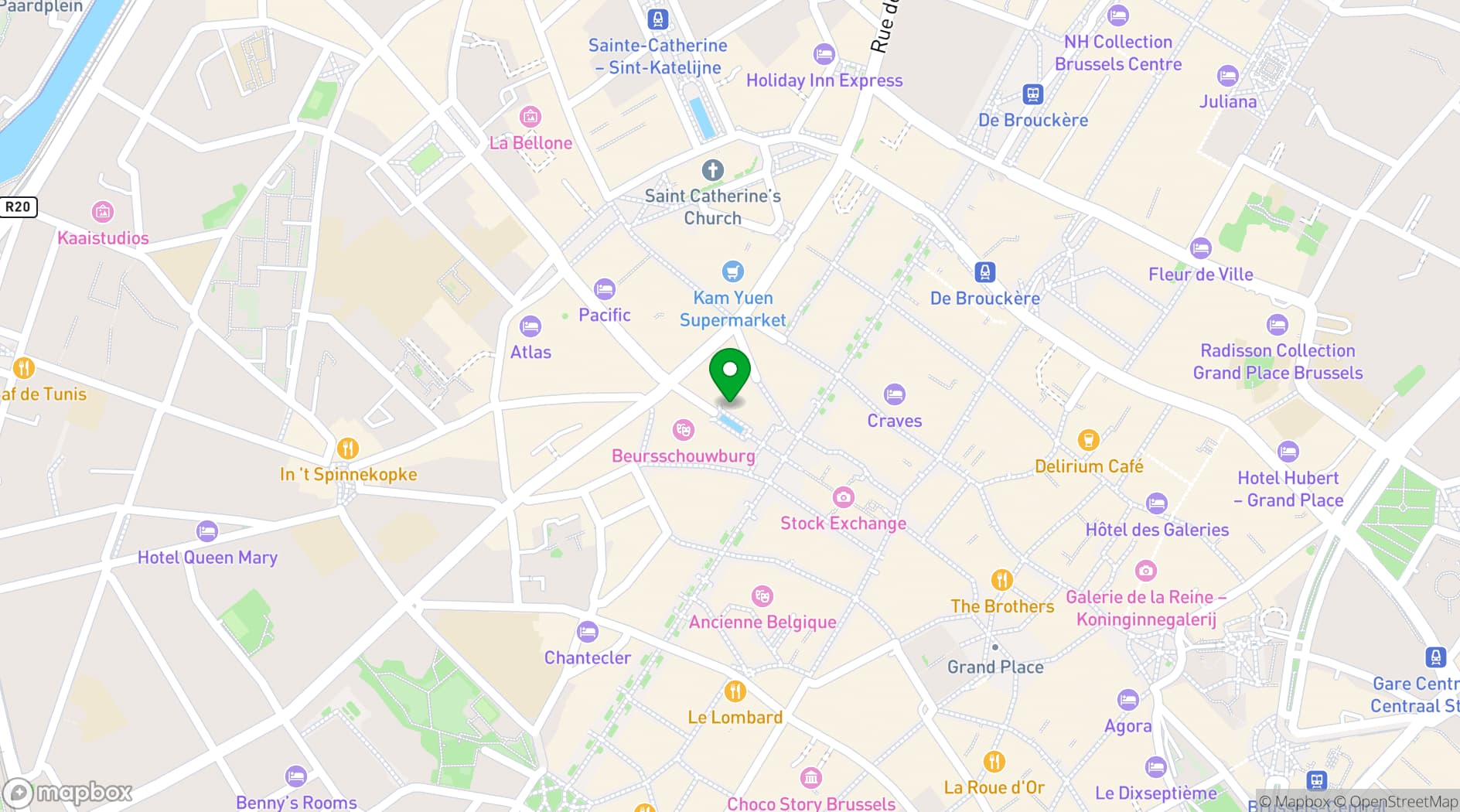 Map showing Brussels Marriott Hotel Grand Place