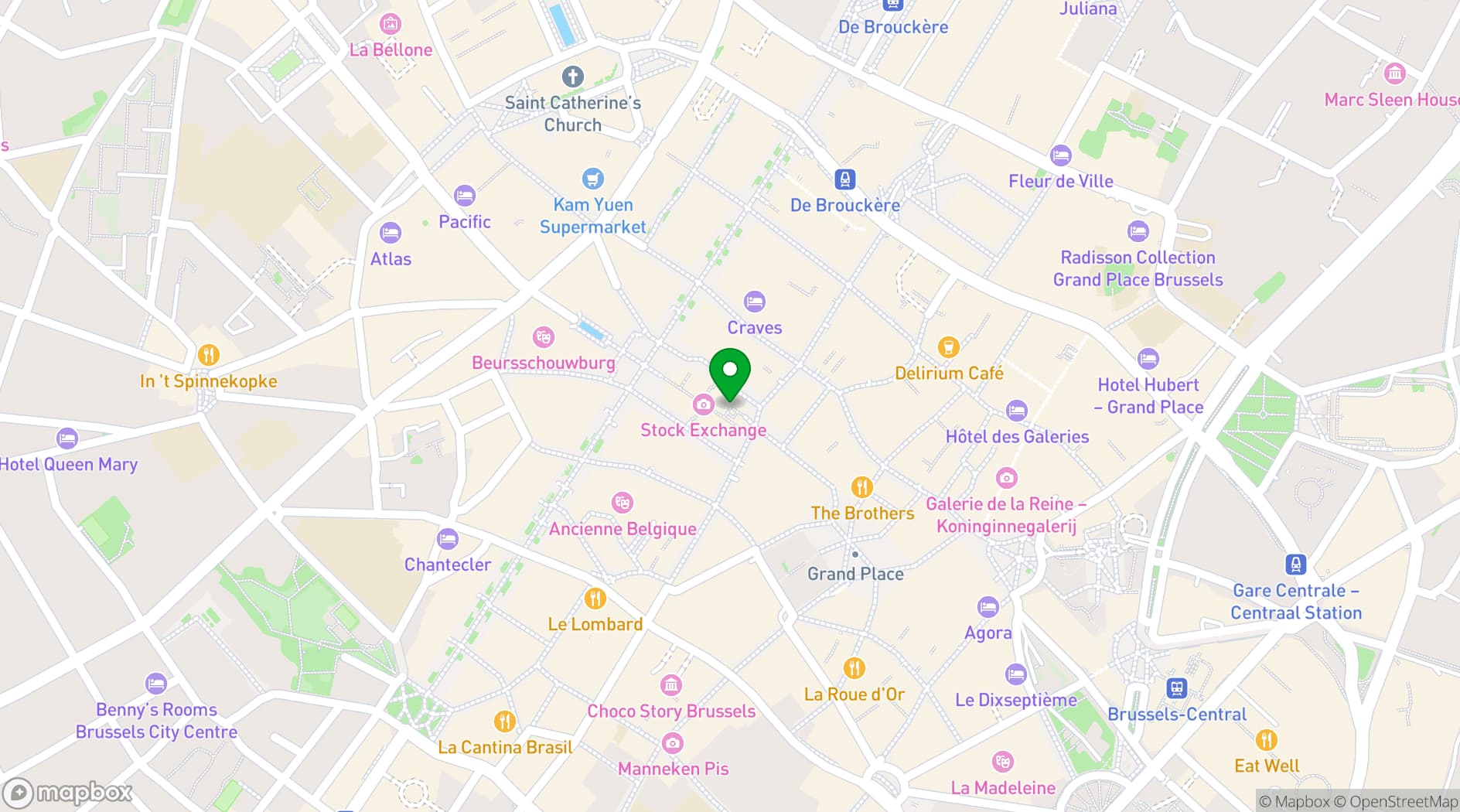 Map showing Bourse – Beurs
