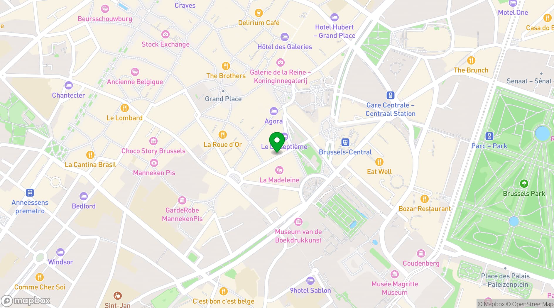 Map showing Warwick Grand-Place Brussels