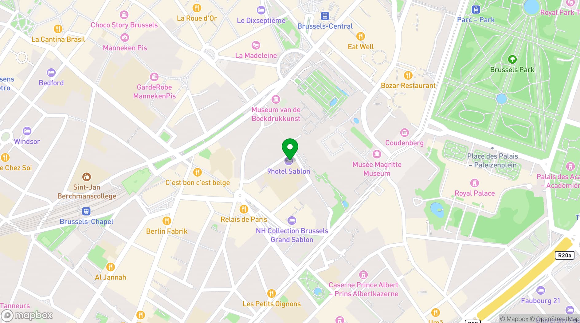 Map showing 9Hotel Sablon