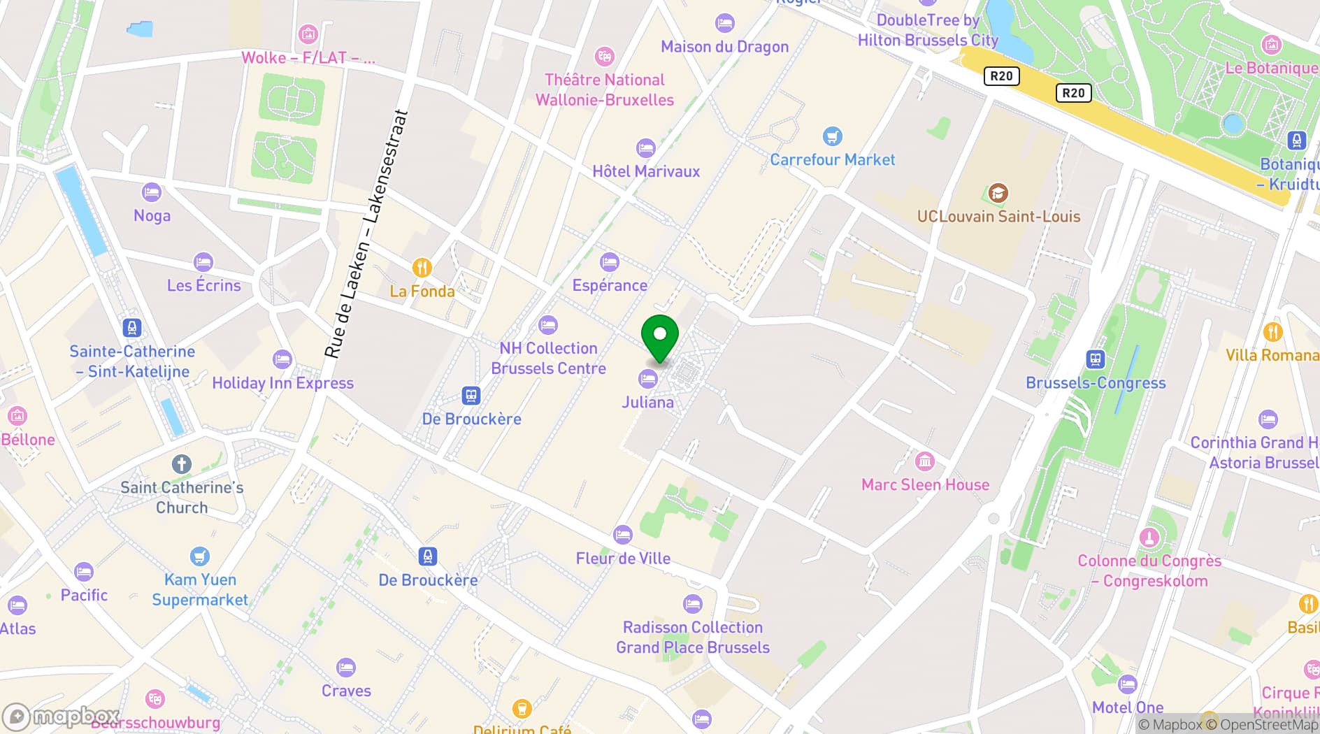 Map showing Juliana Hôtel Brussels