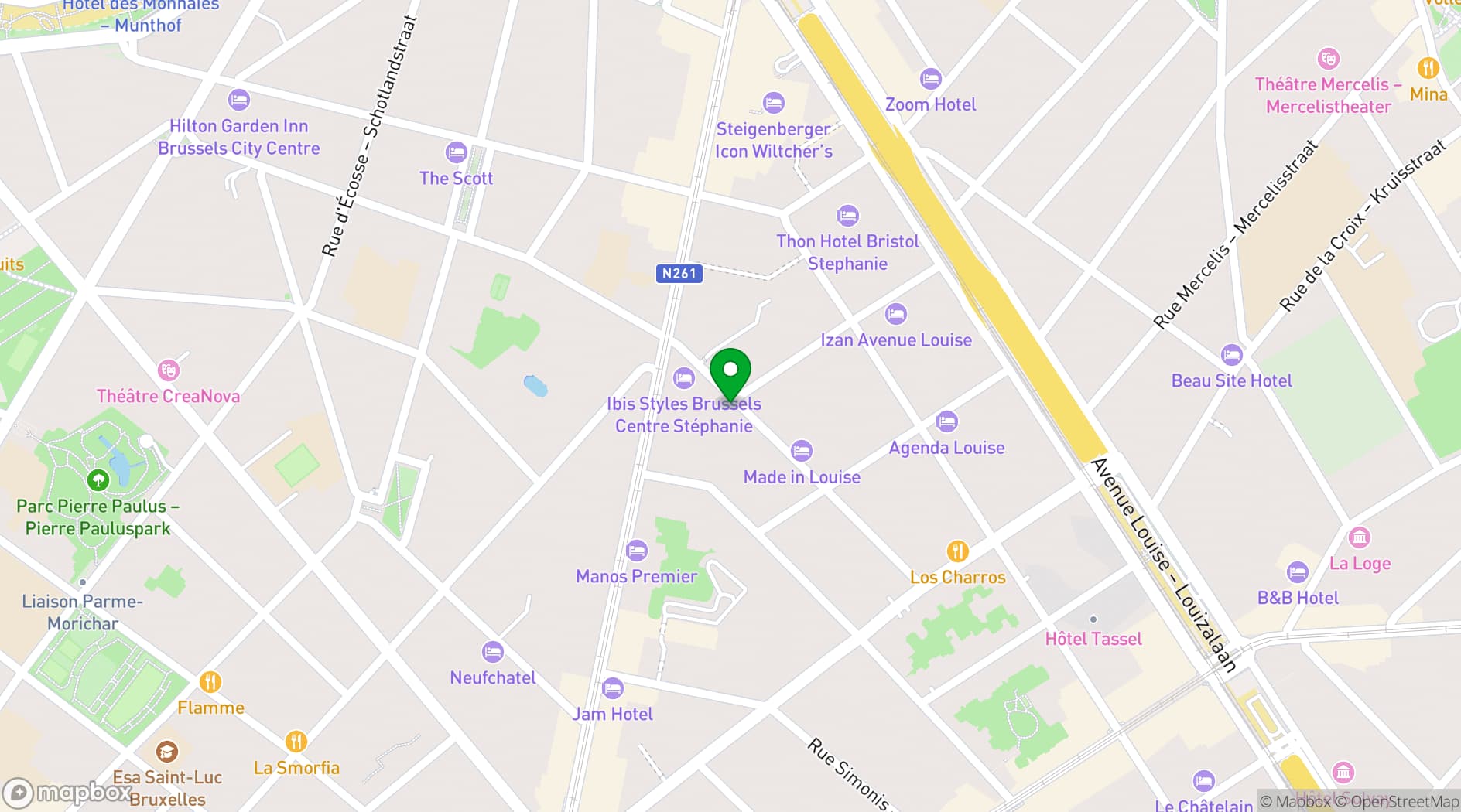 Map showing Galerie La Patinoire Royale Bach