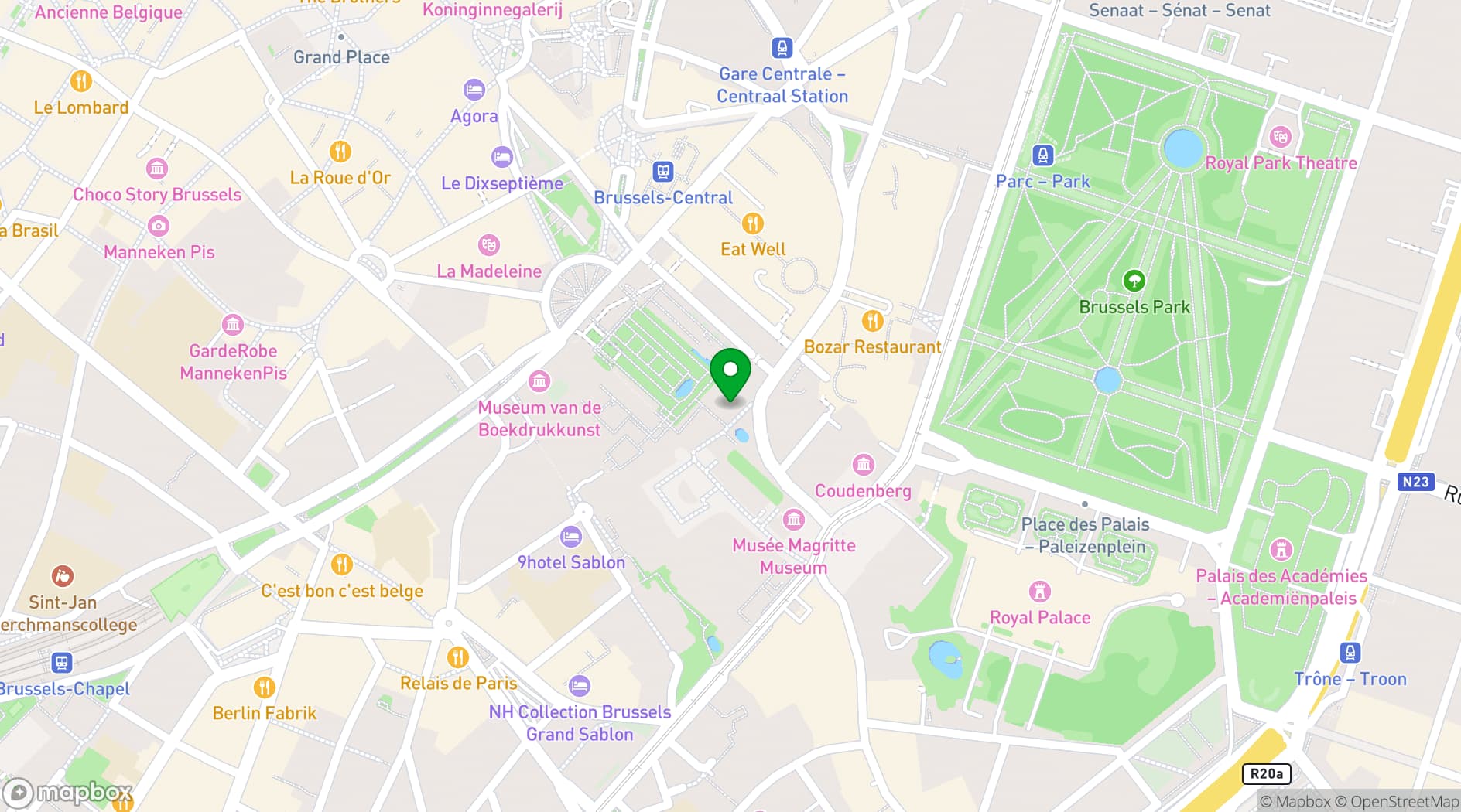 Map showing Coudenberg Palace