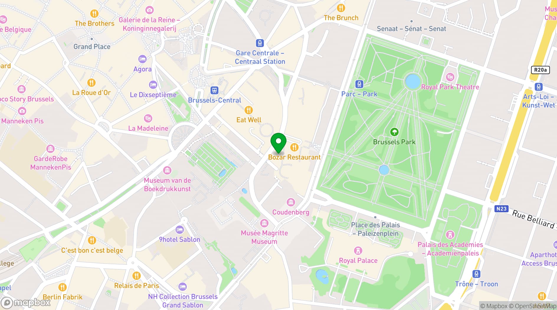Map showing Bozar Rooftop