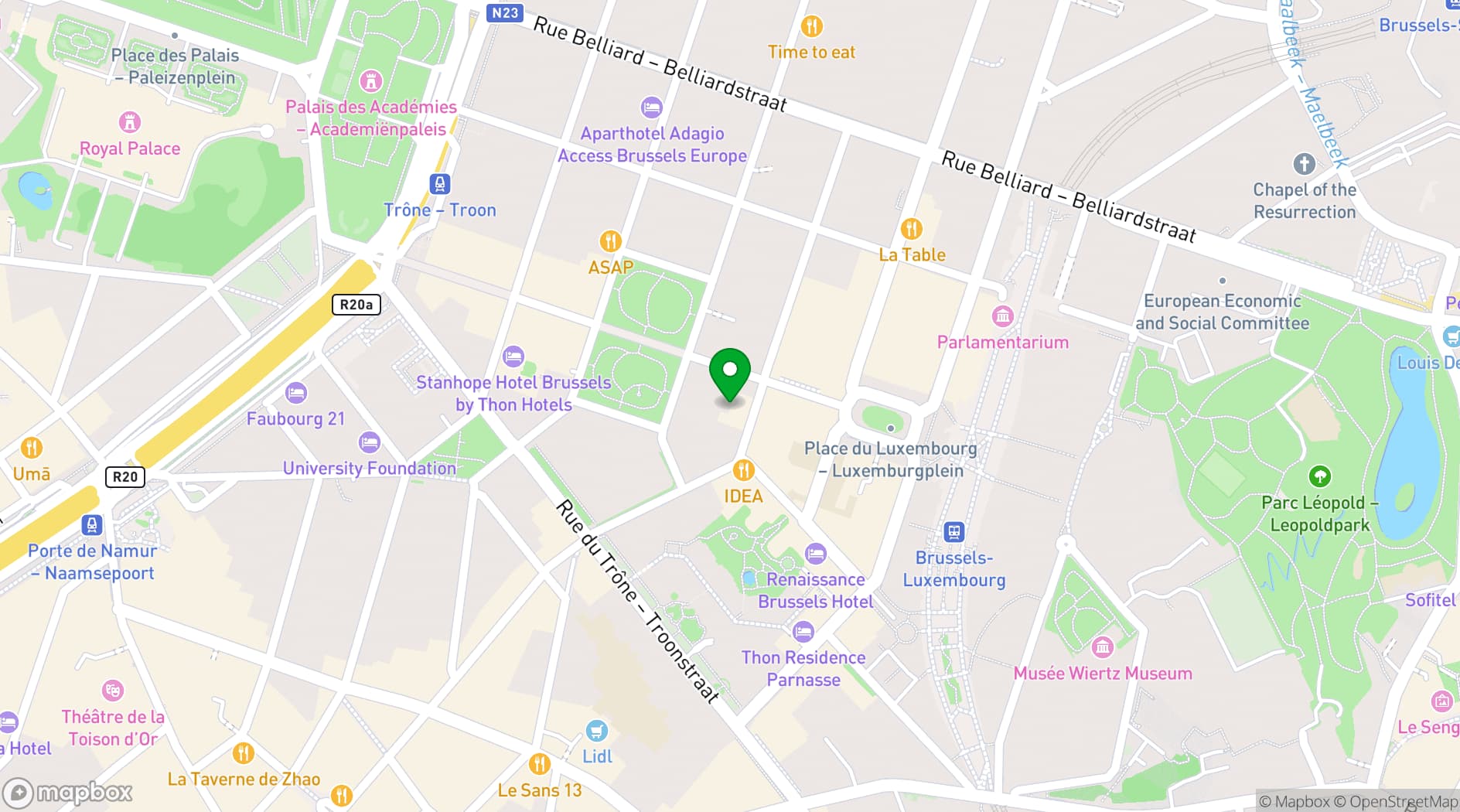 Map showing Hotel Leopold Brugge