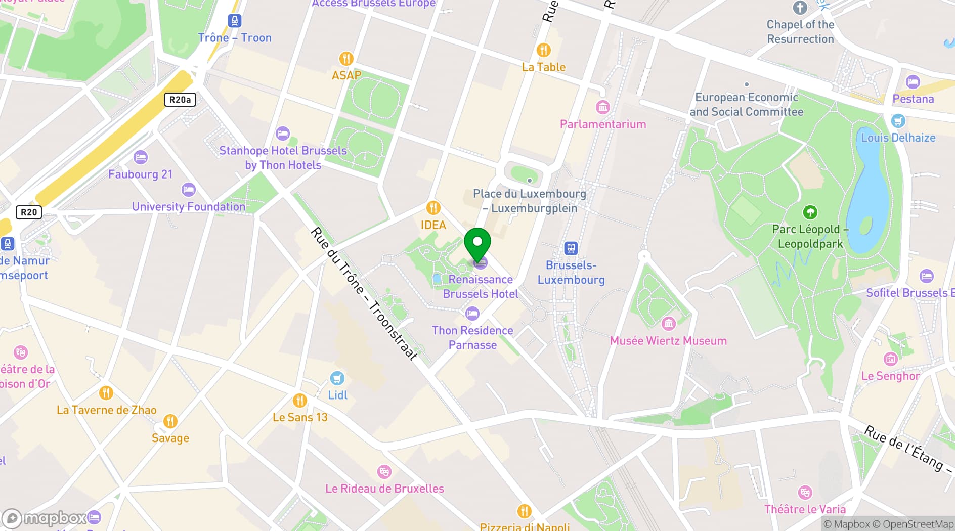 Map showing Renaissance Brussels Hotel