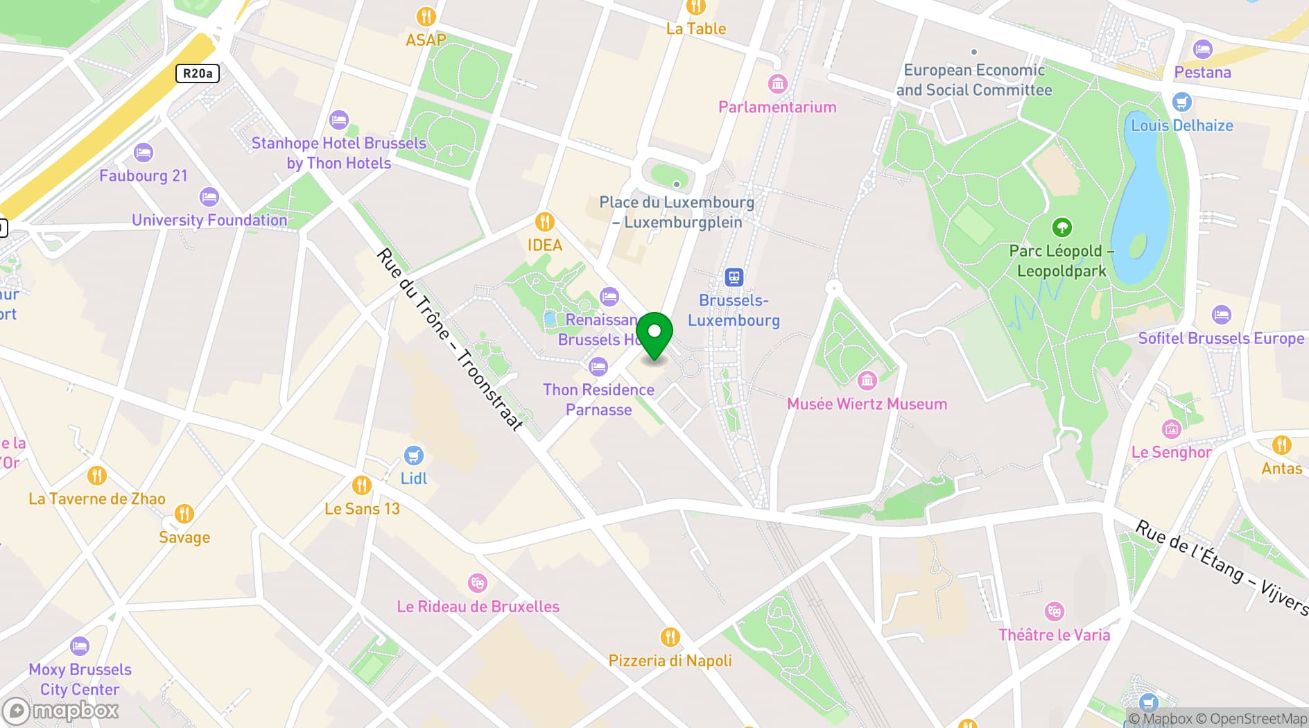 Map showing Le Louise Hotel Brussels