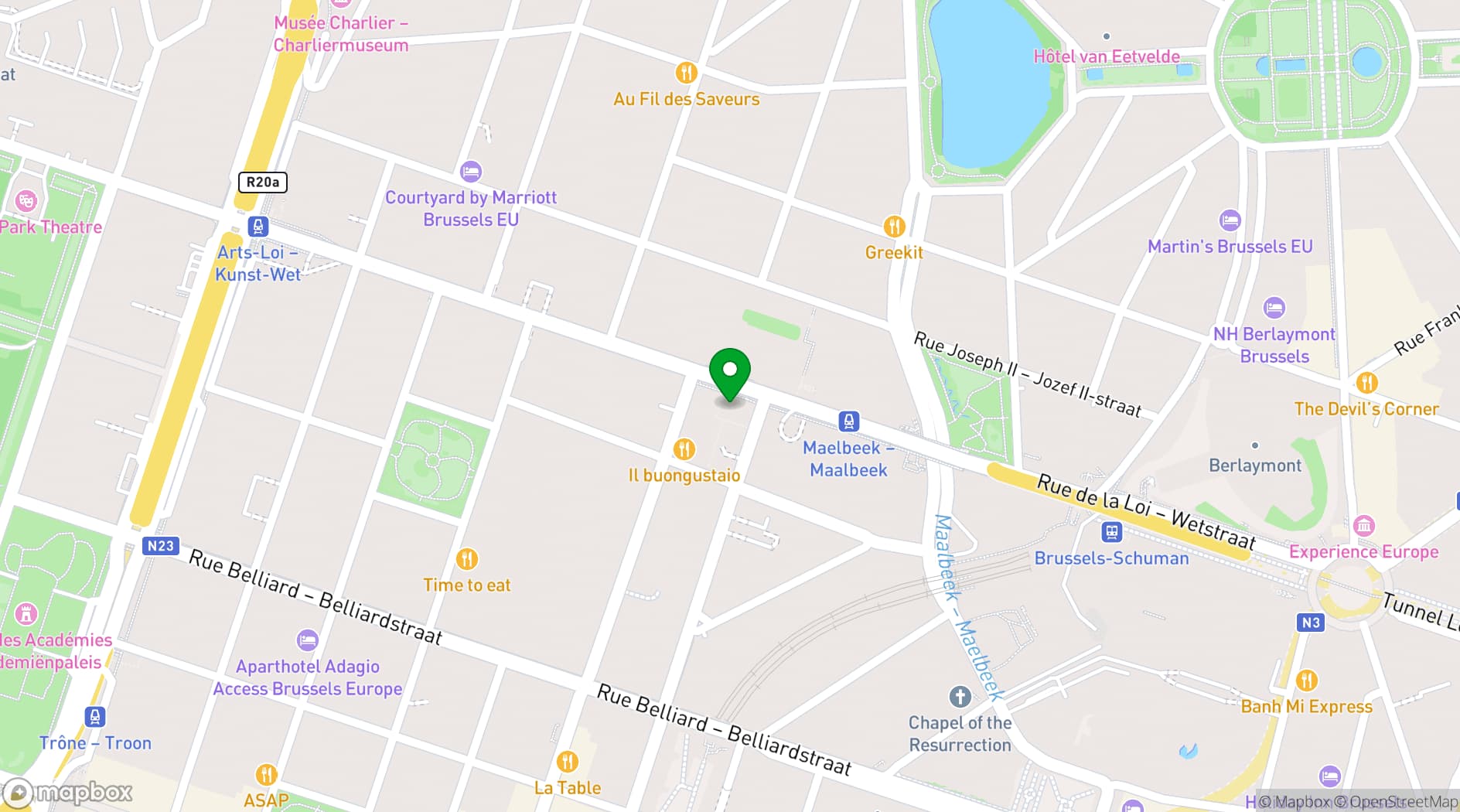 Map showing Thon Hotel EU