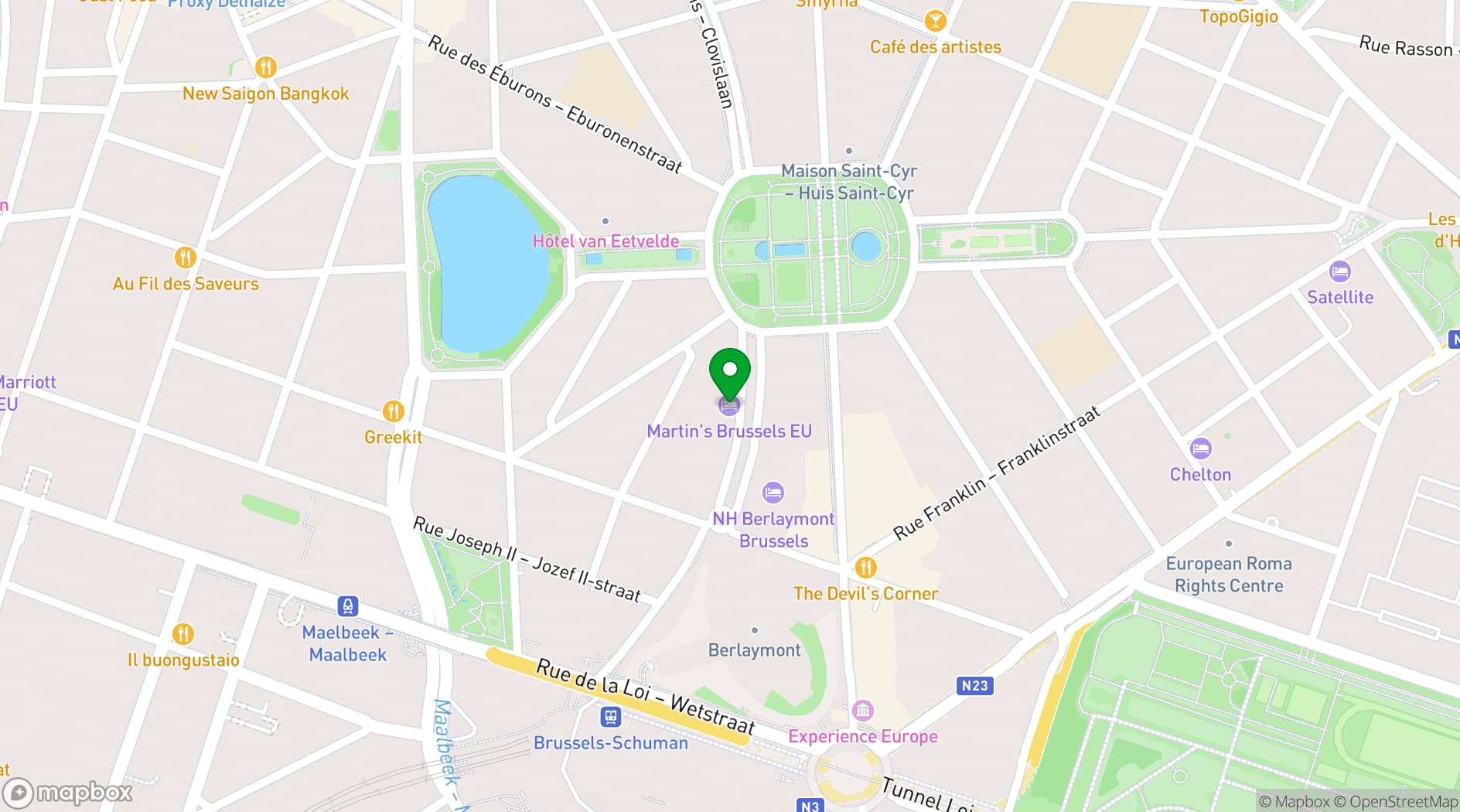Map showing Martin's Brussels EU