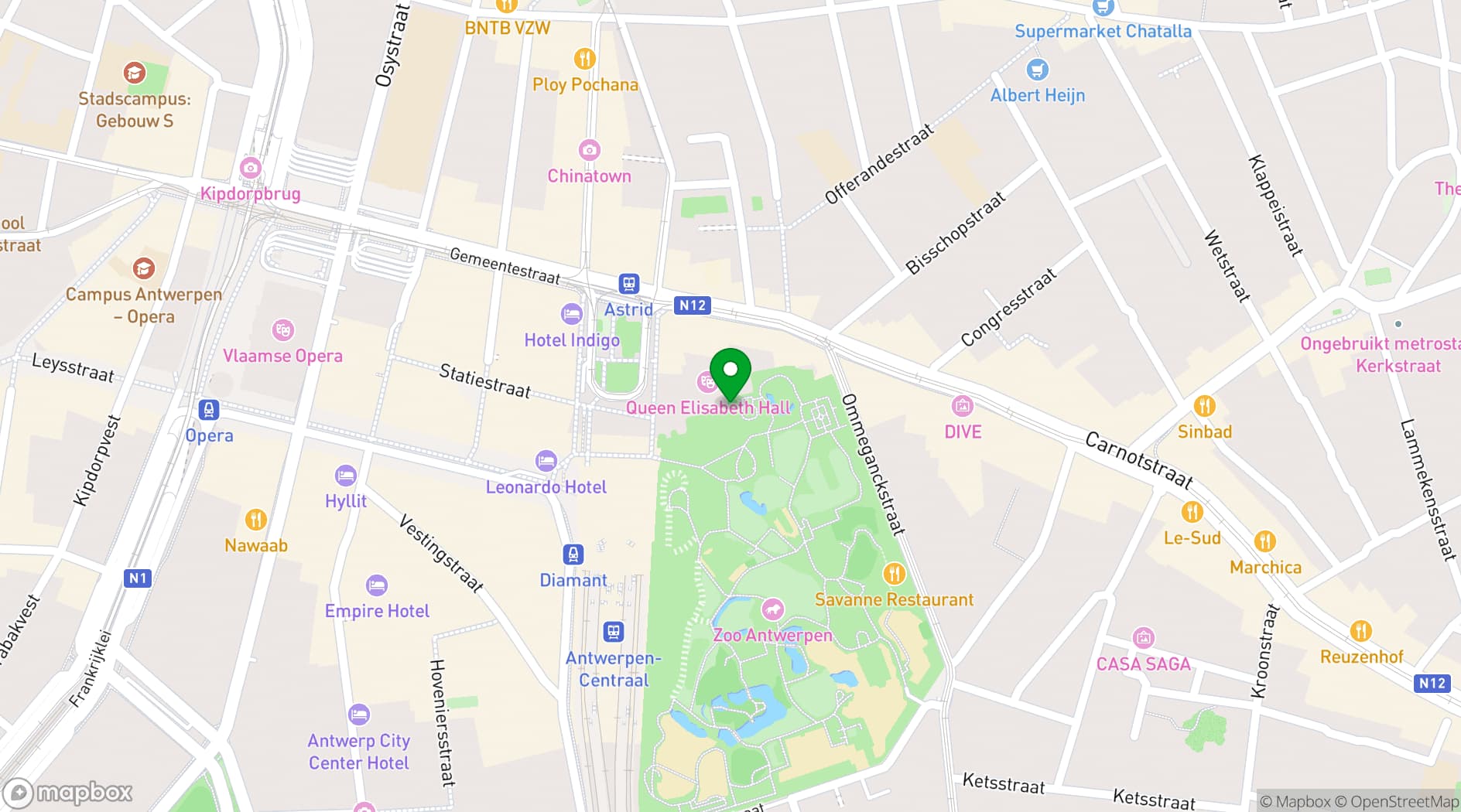 Map showing Flanders Meeting & Convention Center Antwerp