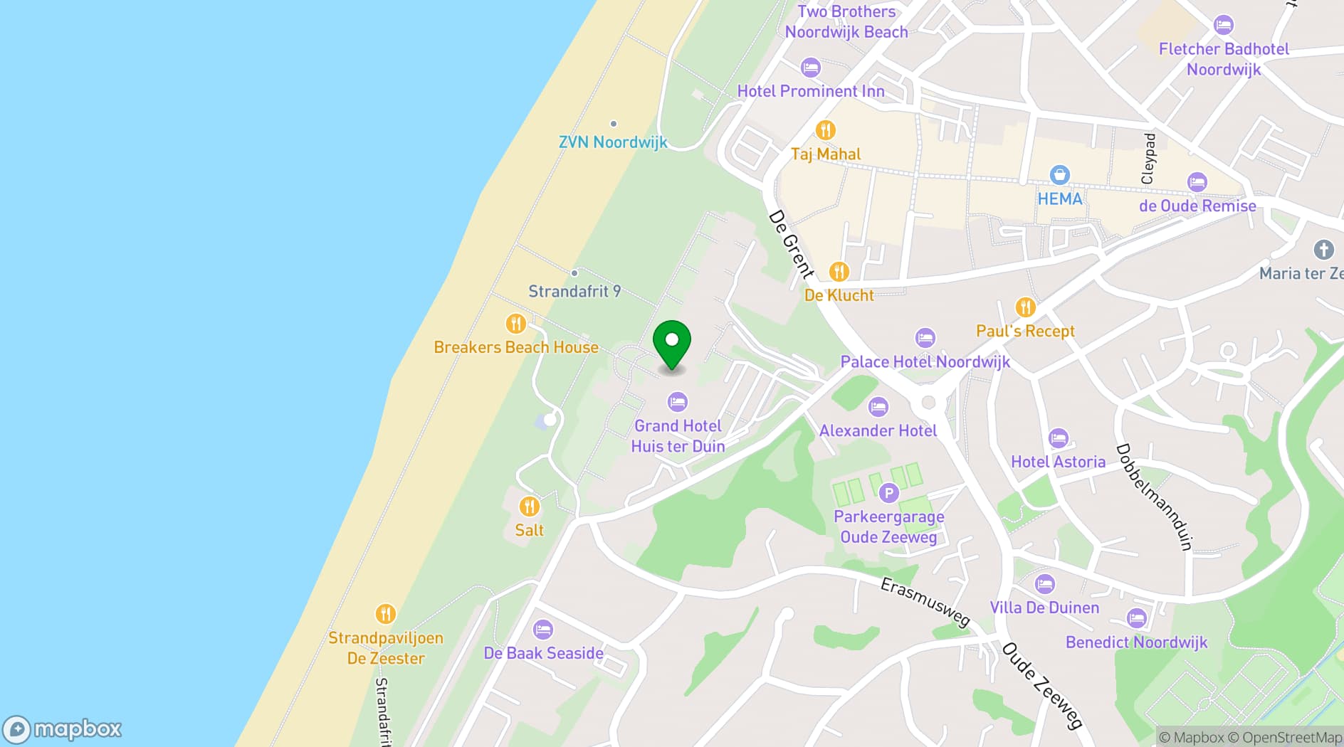 Map showing Grand Hotel Huis ter Duin