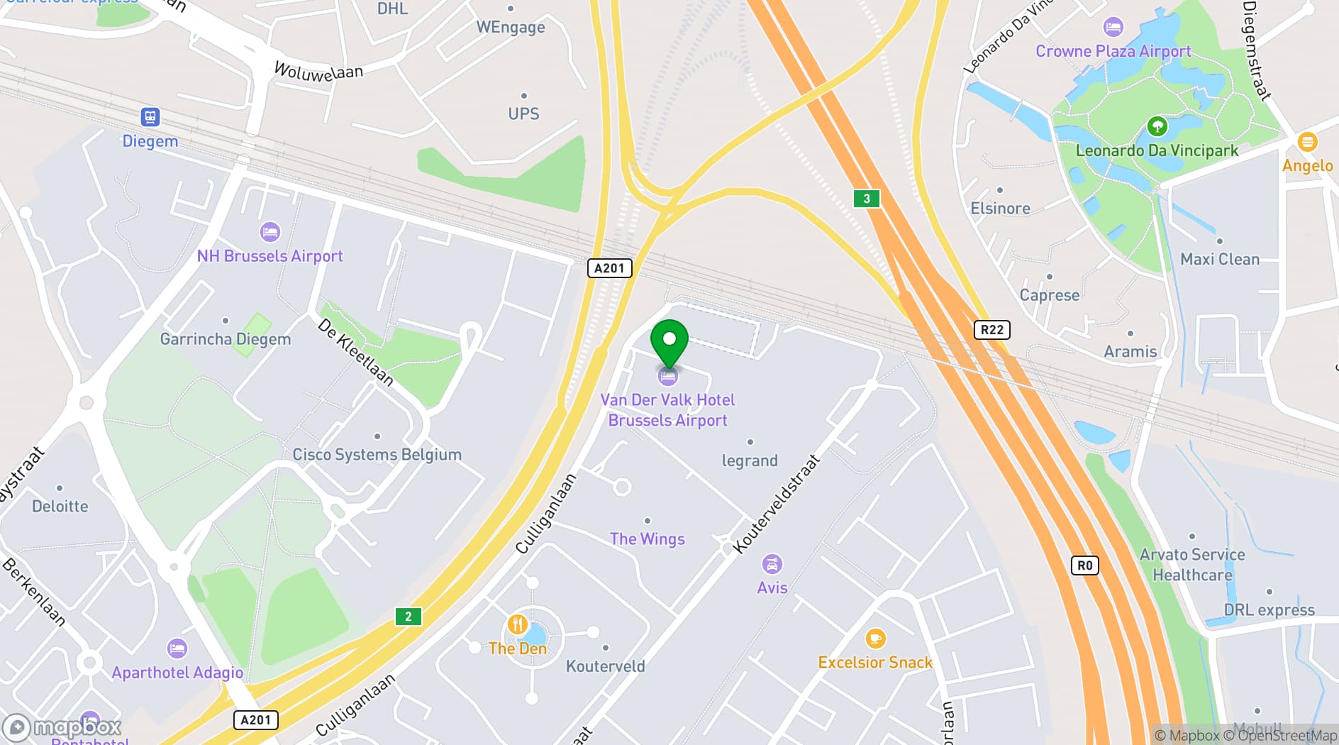 Map showing Van der Valk Hotel Brussels Airport