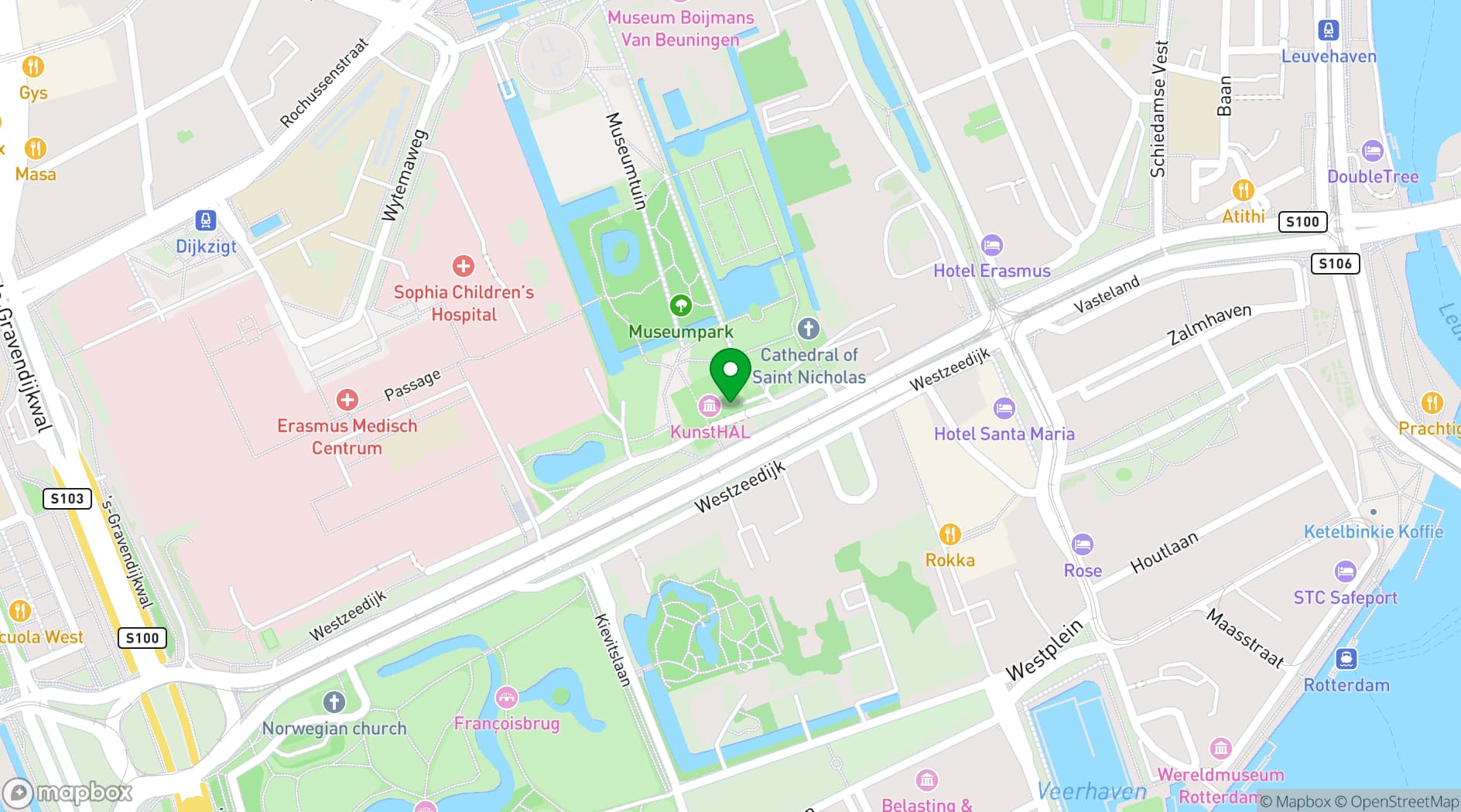 Map showing Kunsthal Rotterdam