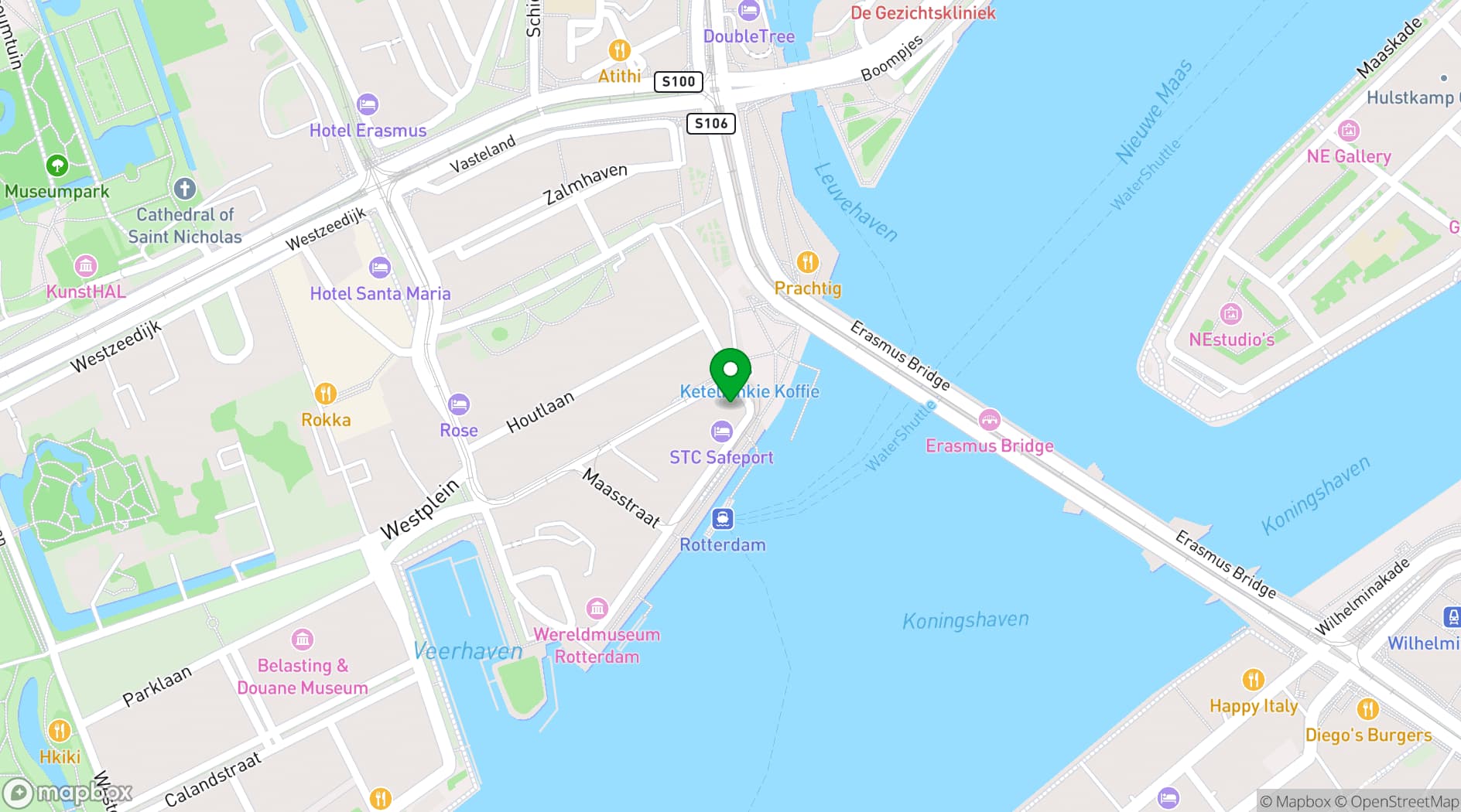 Map showing Thon Hotel Rotterdam