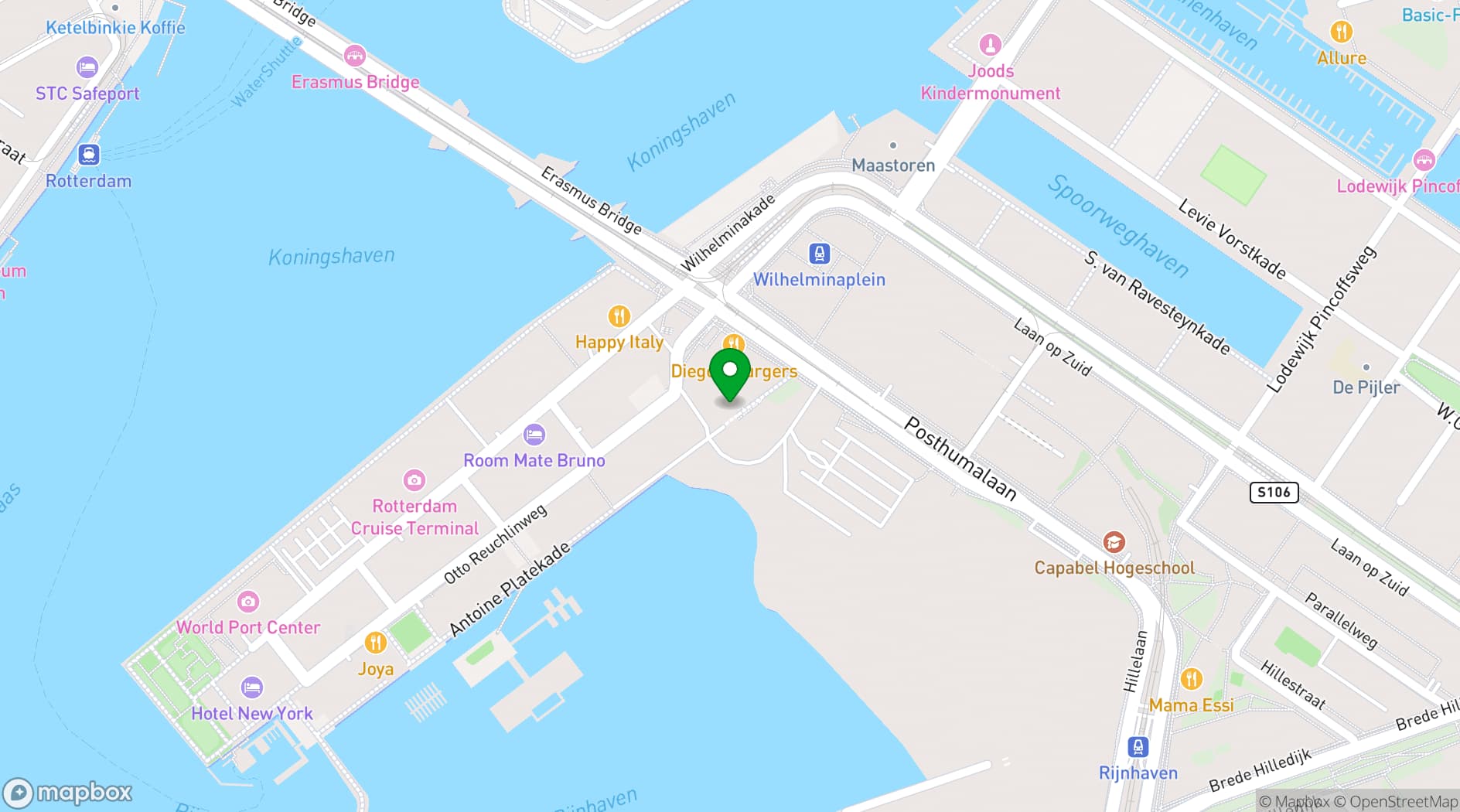 Map showing Café Dox