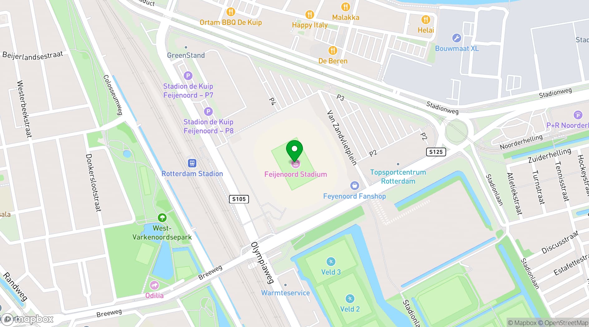 Map showing Business Units at De Kuip