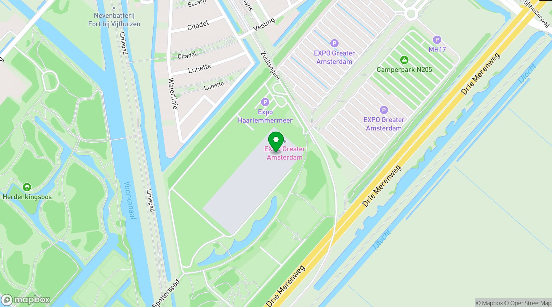 Map showing EXPO Greater Amsterdam