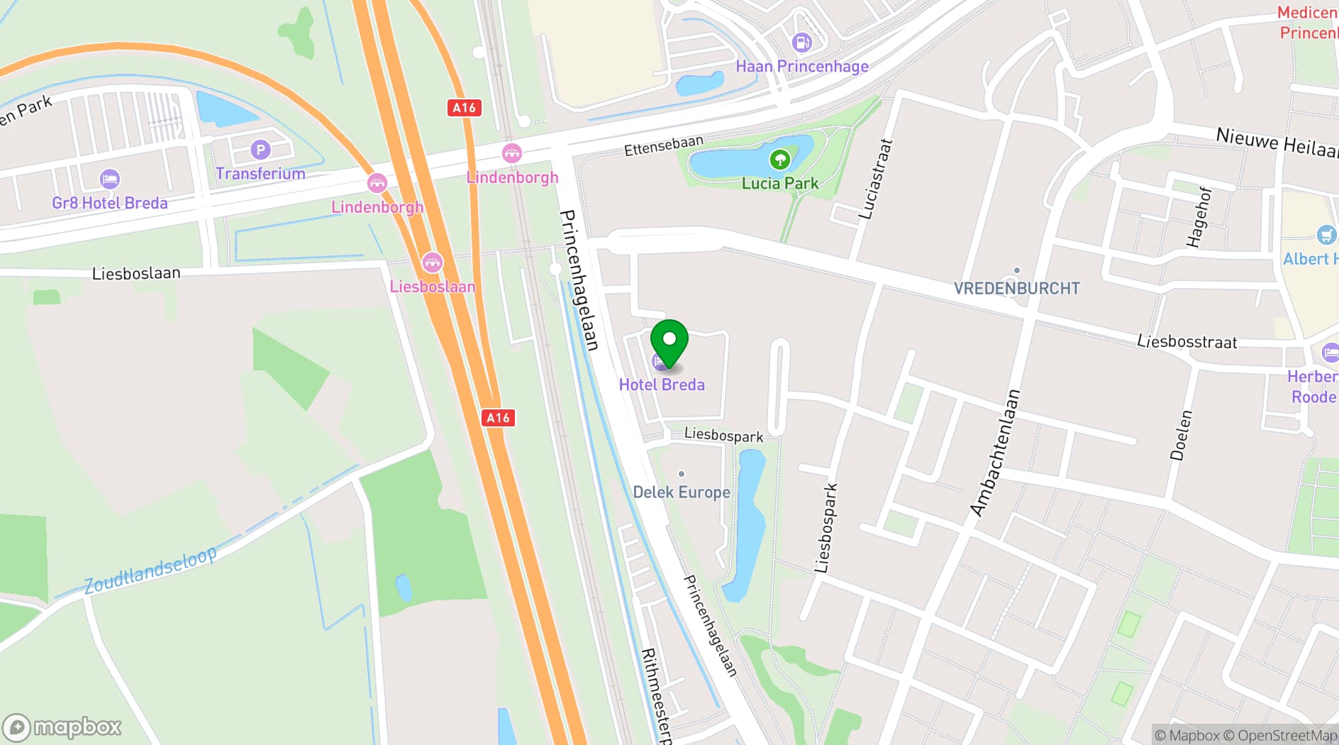 Map showing Van der Valk Hotel Breda