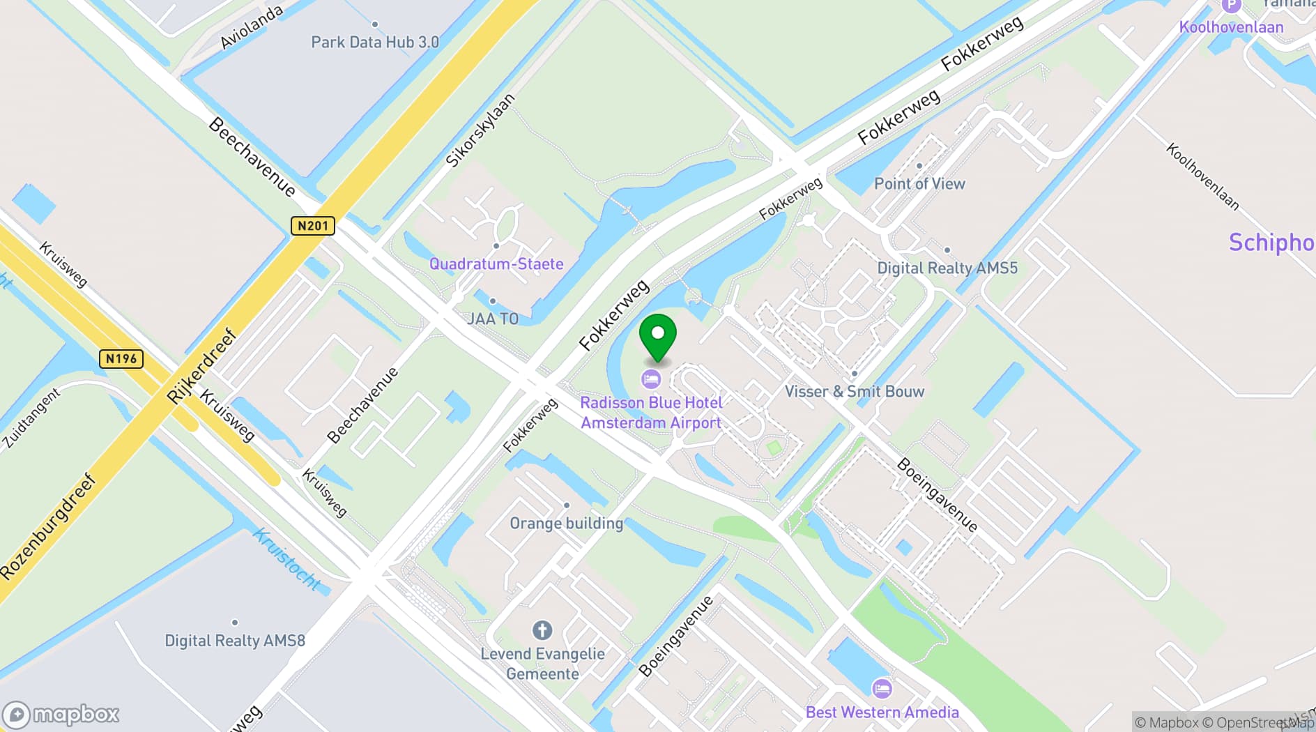 Map showing Radisson Blu Hotel, Amsterdam Airport