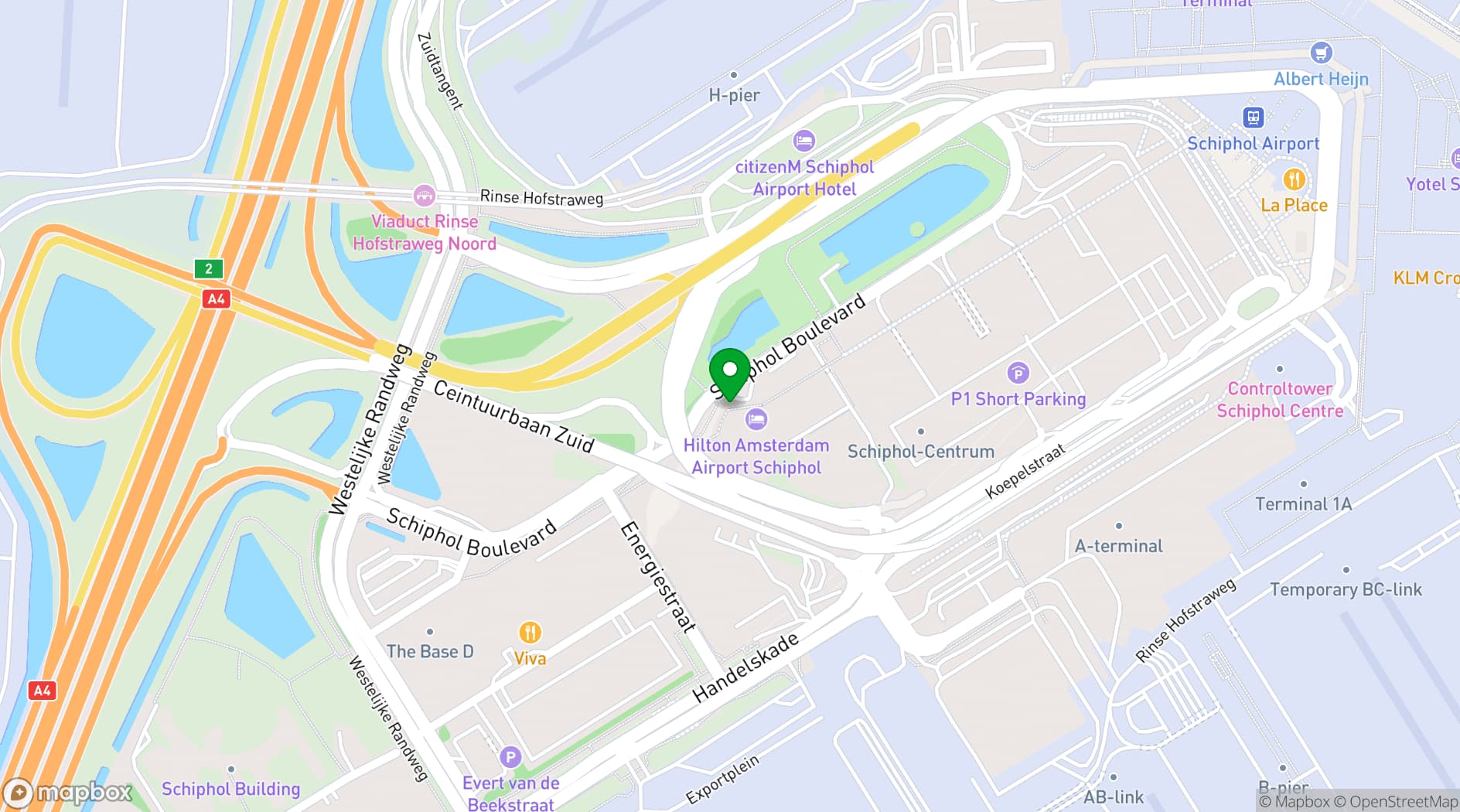 Map showing Hilton Amsterdam Airport Schiphol