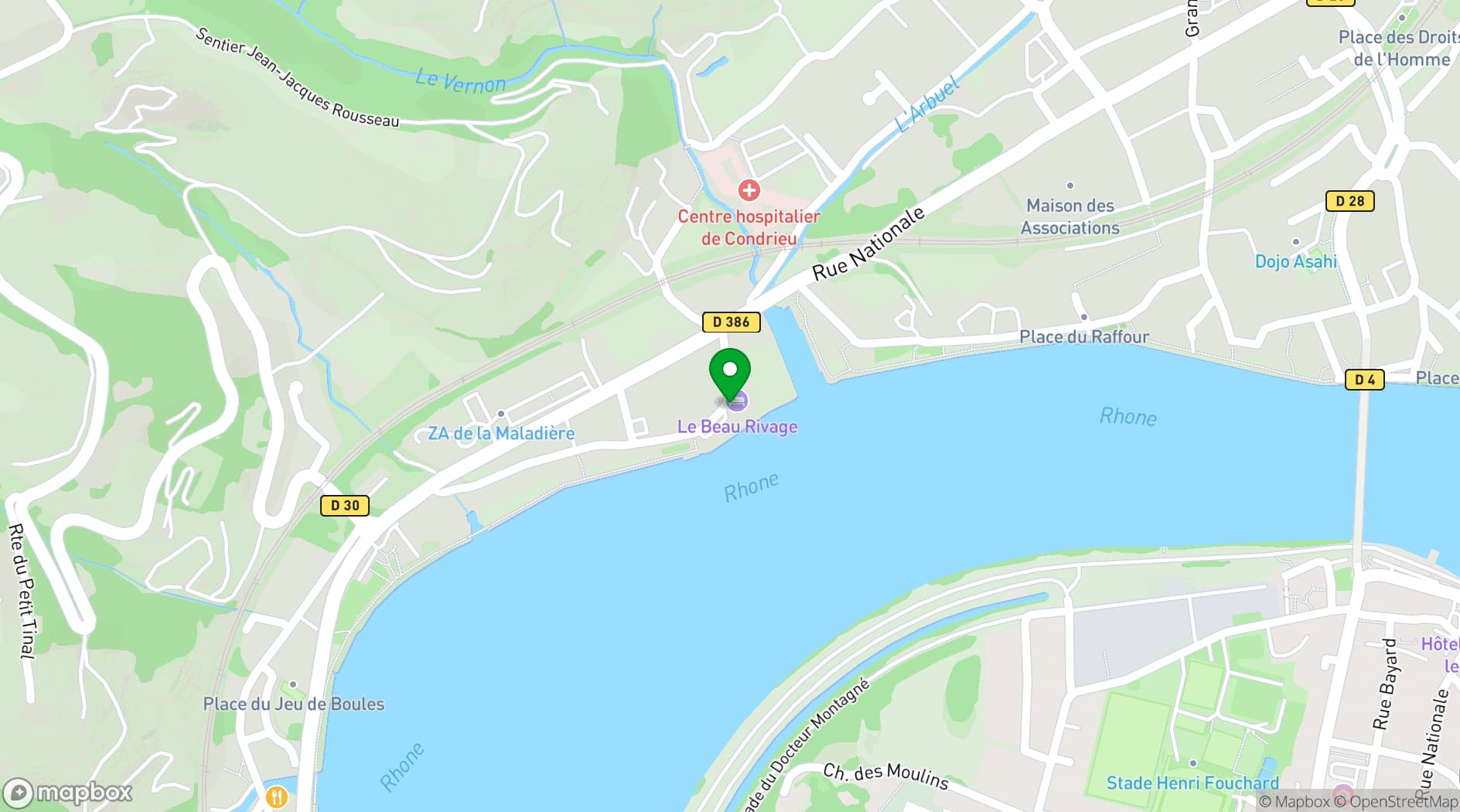 Map showing Le Beau Rivage
