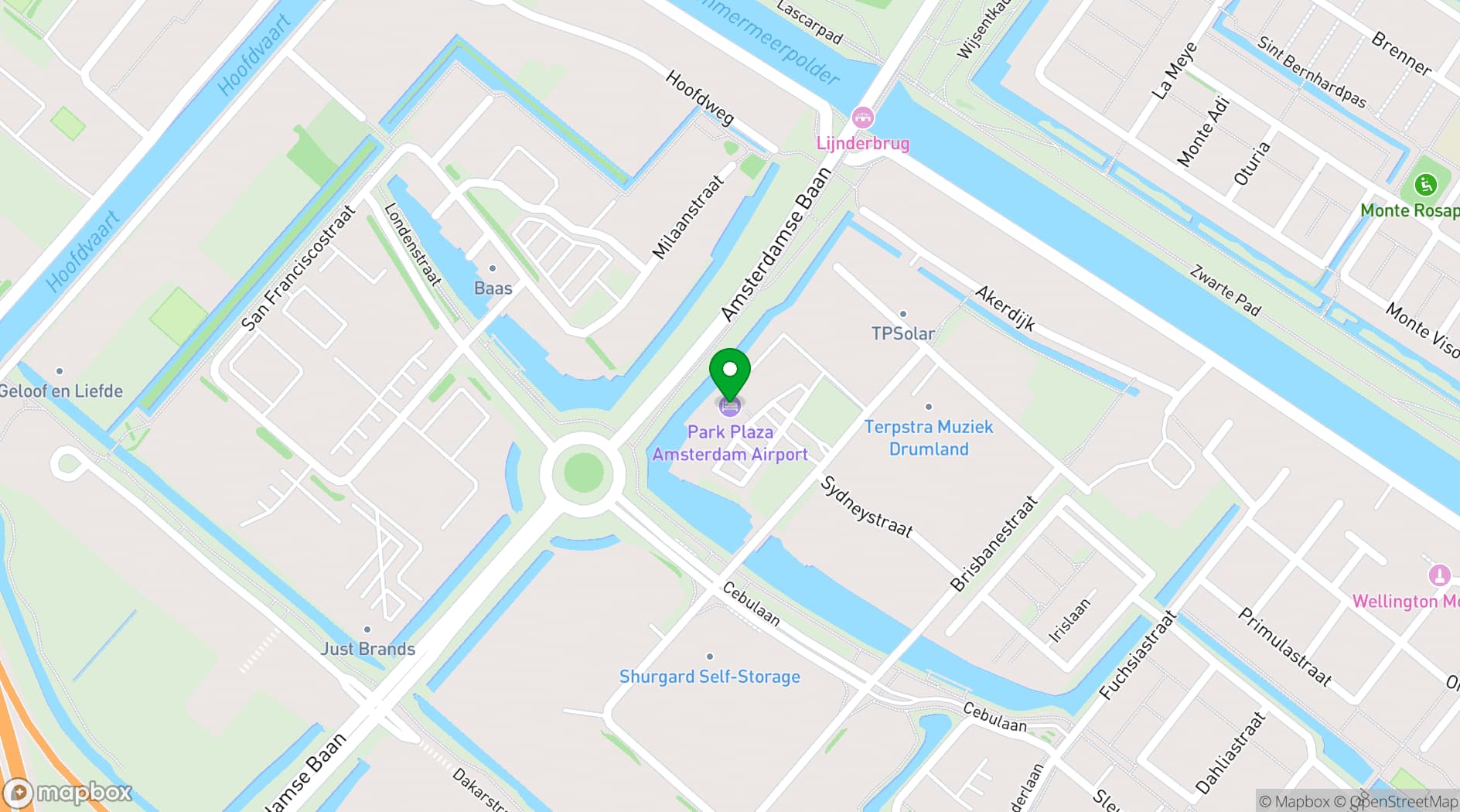 Map showing Park Plaza Amsterdam Airport